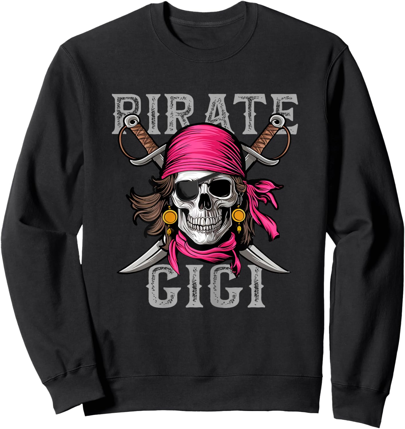 Funny Pirate Gigi Skull Halloween Costumes Family Matching Sweatshirt - Sweatshirt | Black