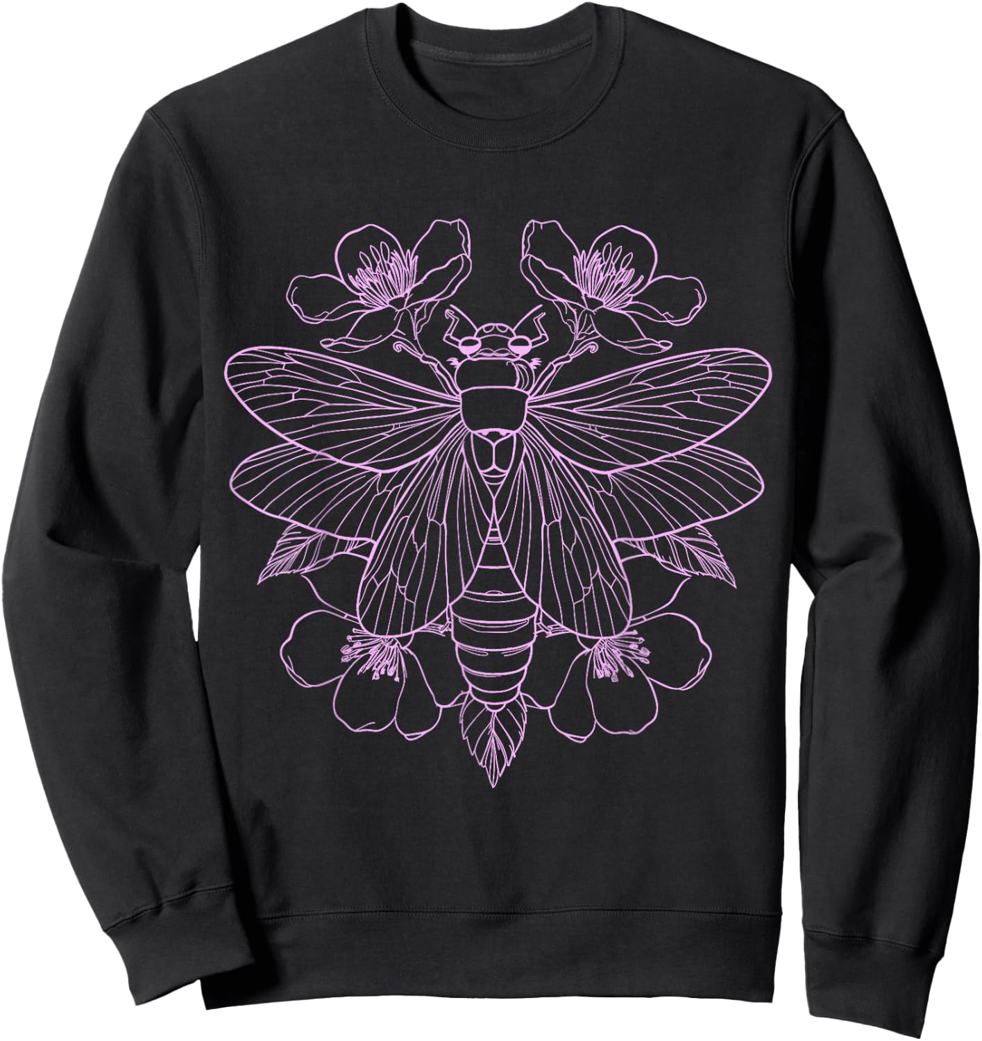 Cicada Flowers Insect Bug Vintage Tattoo Artist Entomology Sweatshirt - Sweatshirt | Black