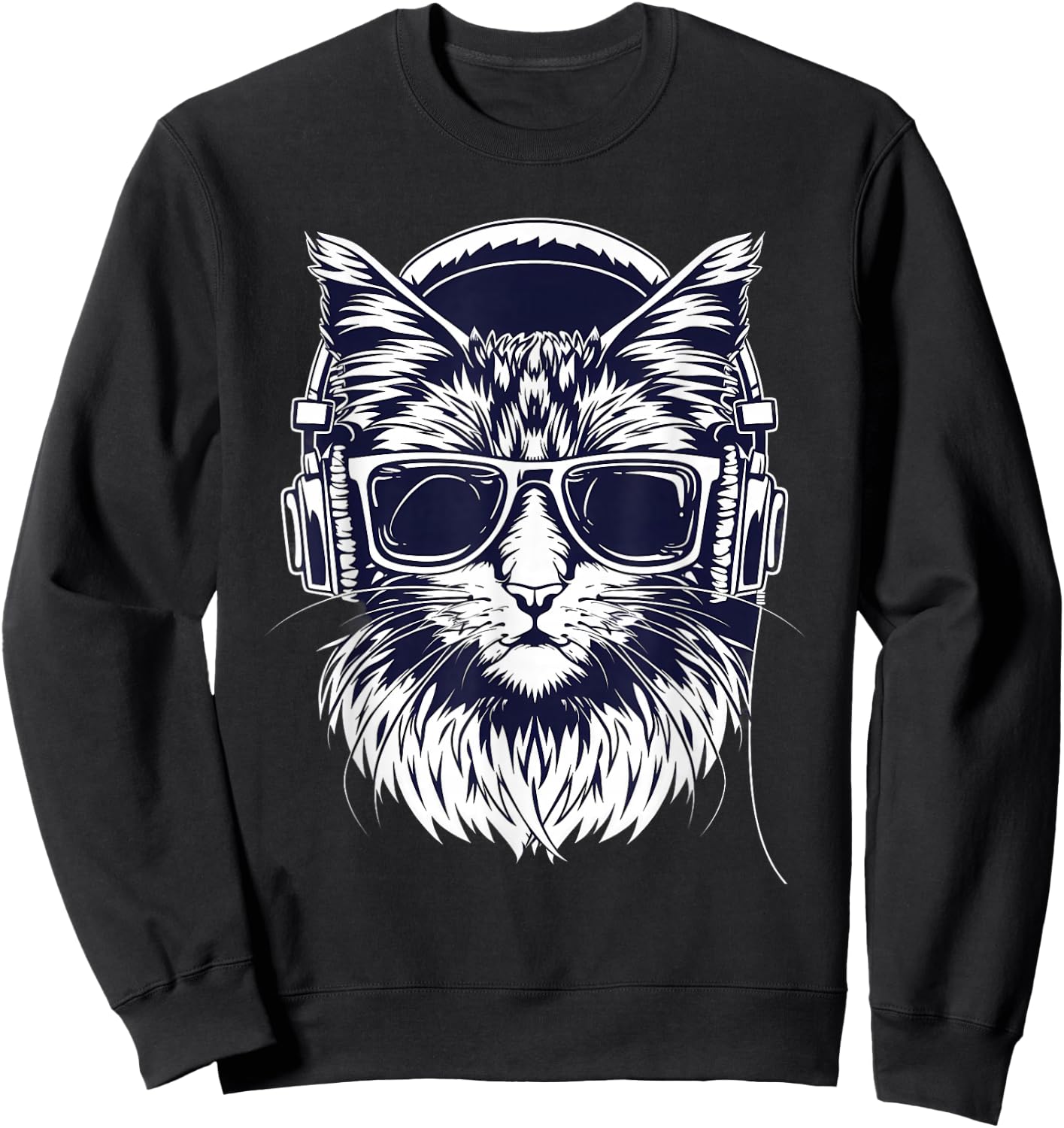 DJ Cat Techno Music Headphones Beatmaker Cat Music DJ EDM Sweatshirt - Sweatshirt | Black