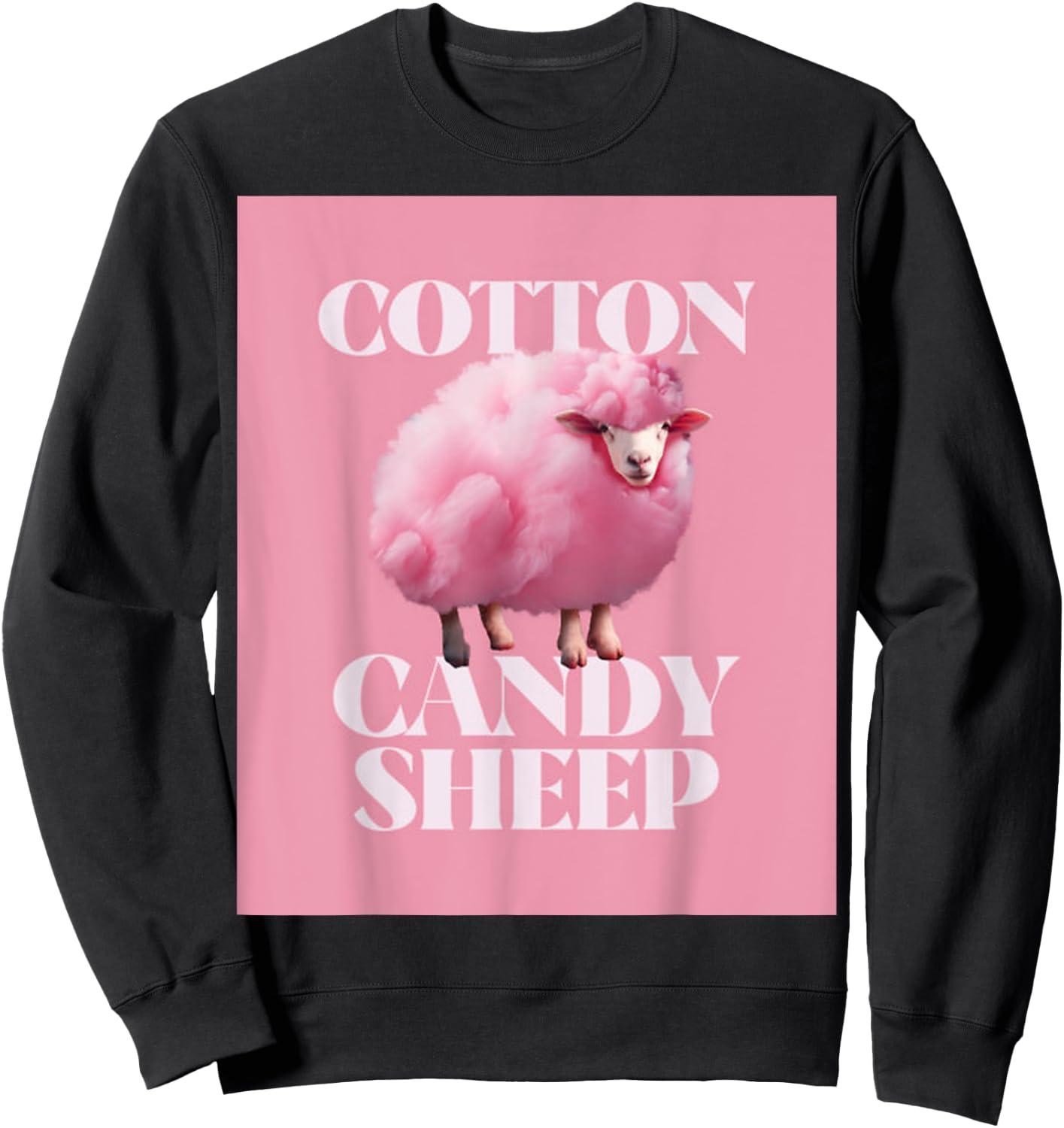 Fun Cute Fluffy Pink Sheep Design Sweatshirt - Sweatshirt | Black