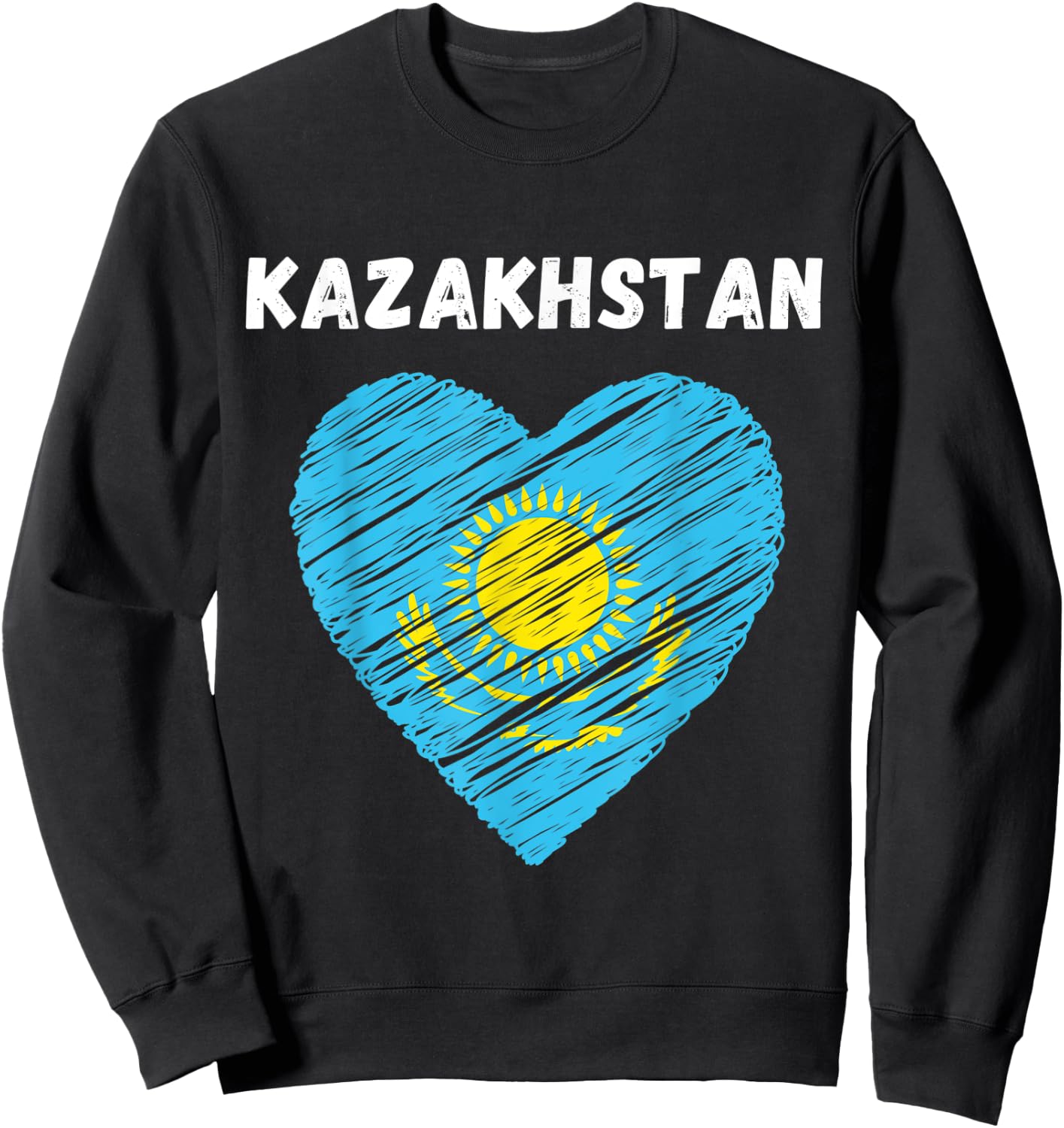 Kazakhstan Flag Holiday Kazakhstan Heart Kazakhstani Flag Sweatshirt - Sweatshirt | Black