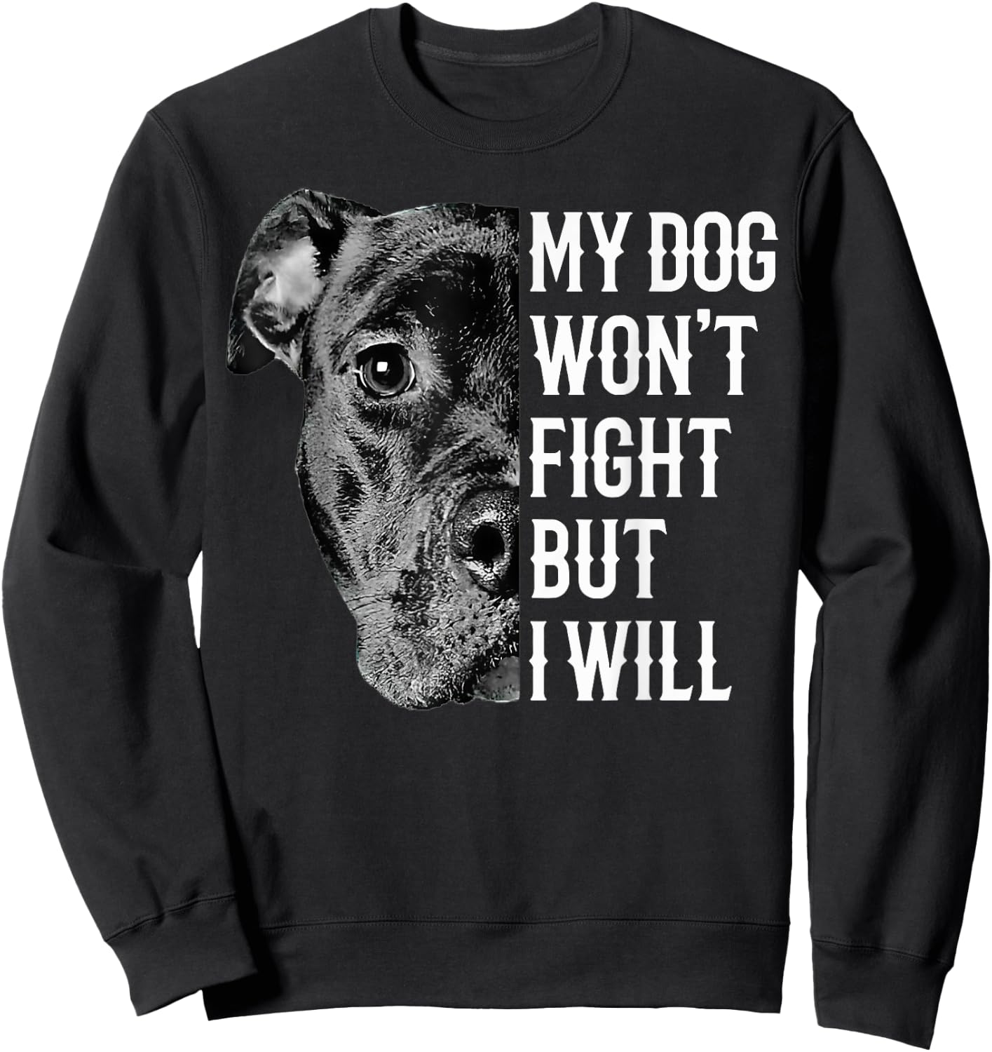 My Dog Won't Fight But I Will Funny Pitbull Dog Lover Women Sweatshirt - Sweatshirt | Black
