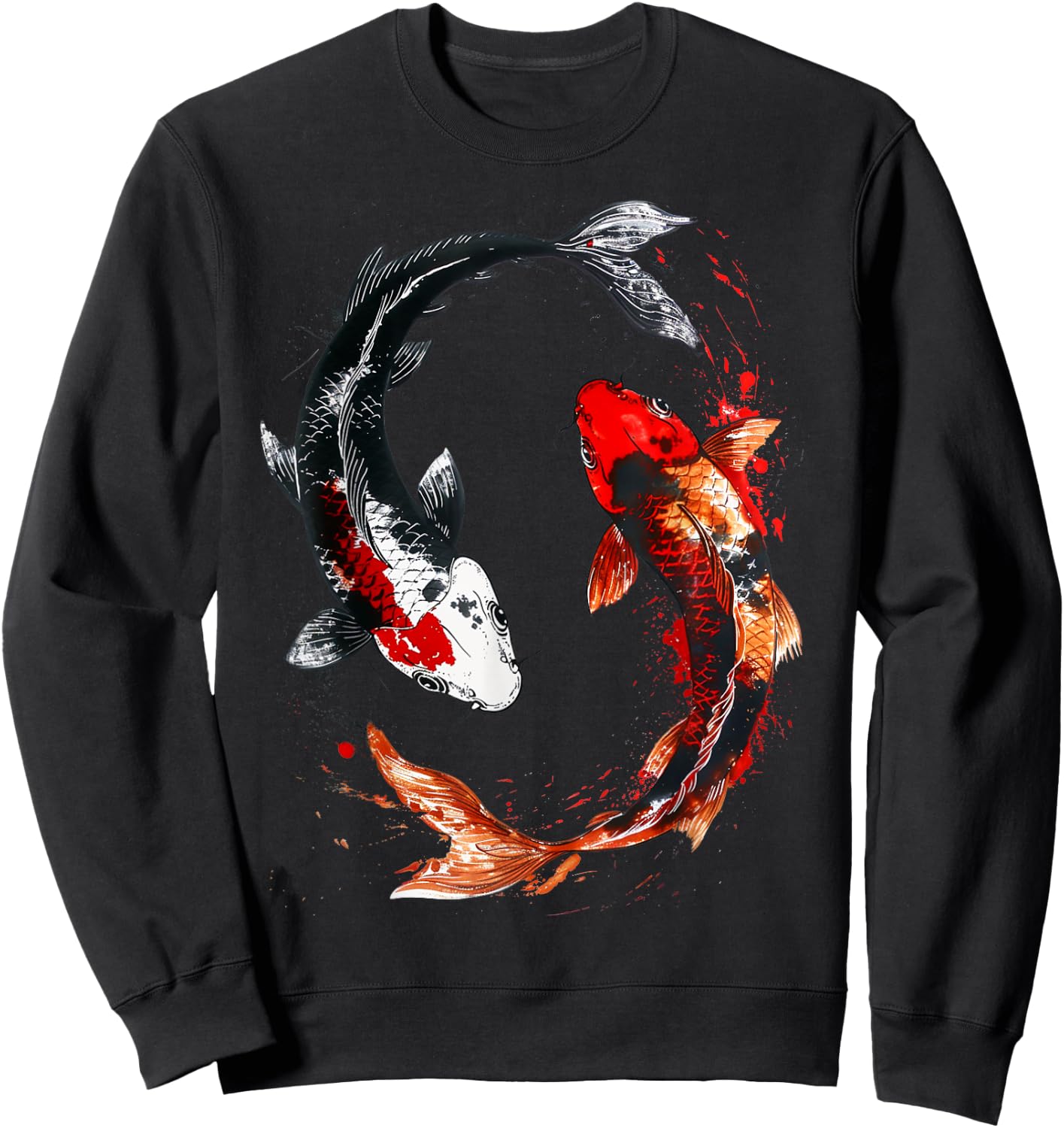 Japanese Koi Fish Tattoo Yin Yang Fish Sweatshirt - Sweatshirt | Black
