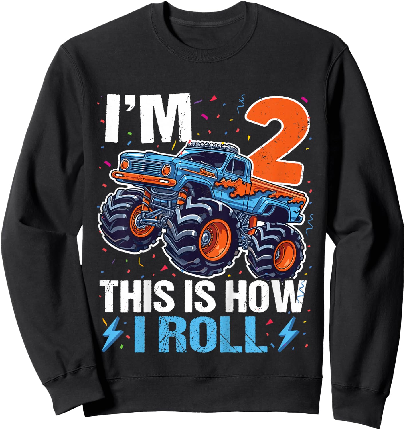 2nd Birthday Monster Truck 2 Year Old Boys 2nd Party Sweatshirt - Sweatshirt | Black