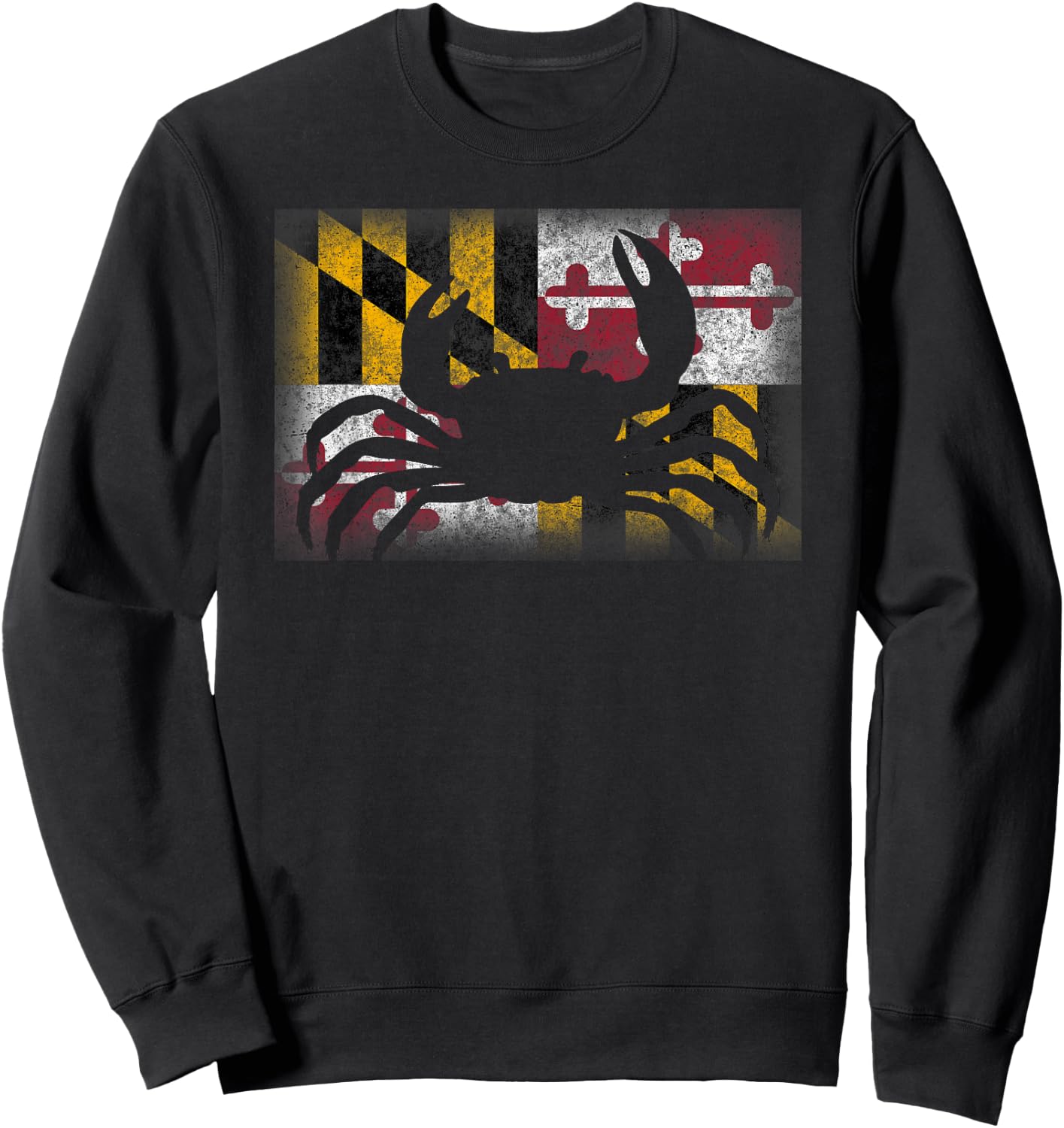 State of Maryland Flag Crab Funny Cute Souvenir Gift Sweatshirt - Sweatshirt | Black