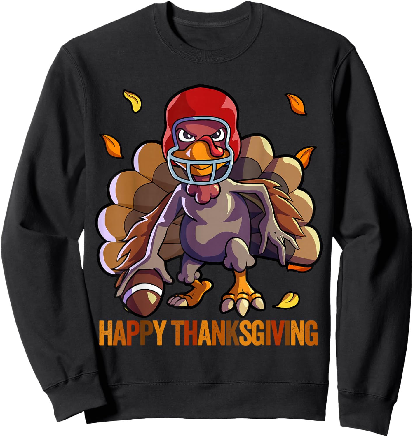 Football Thanksgiving Shirt Boys Kids Men Football Turkey Sweatshirt - Sweatshirt | Black