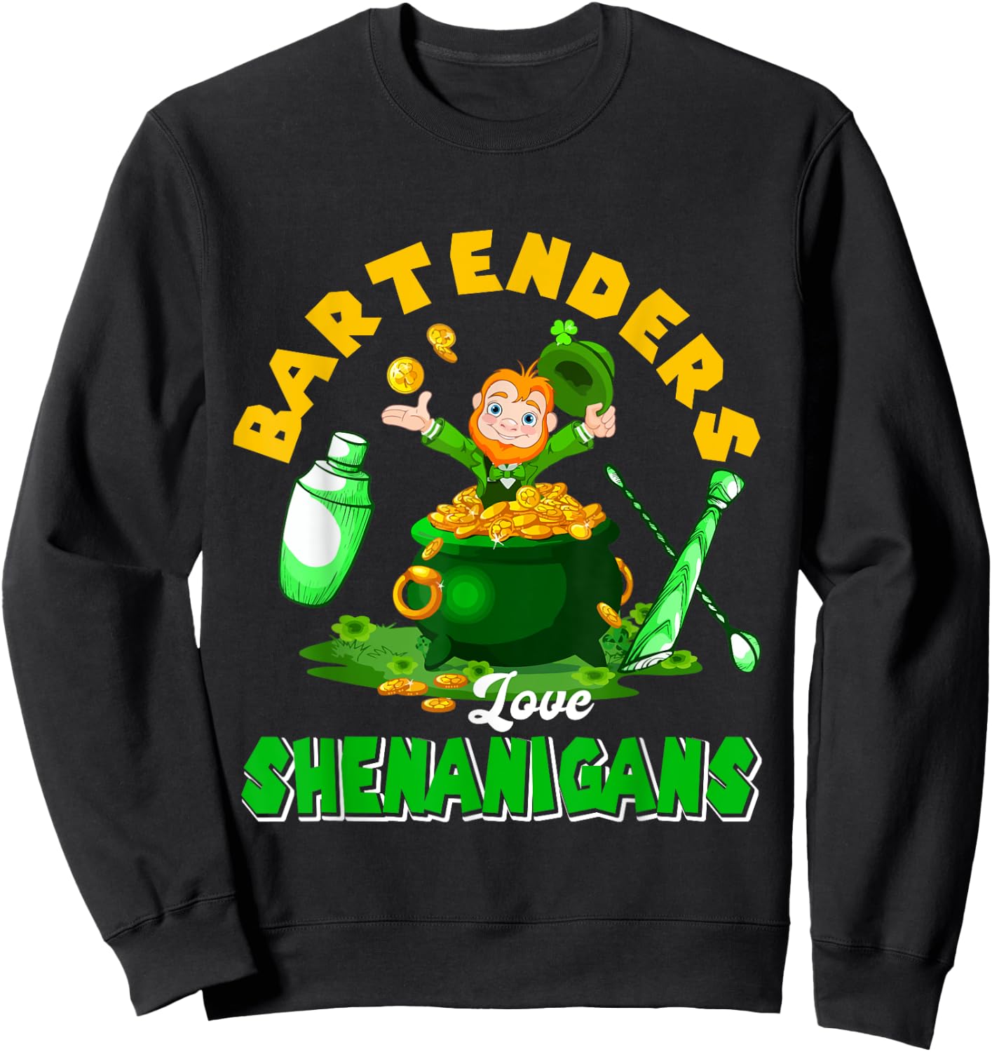 Bartenders Love Shenanigans Funny St. Patrick's Day Boy Sweatshirt - Sweatshirt | Black