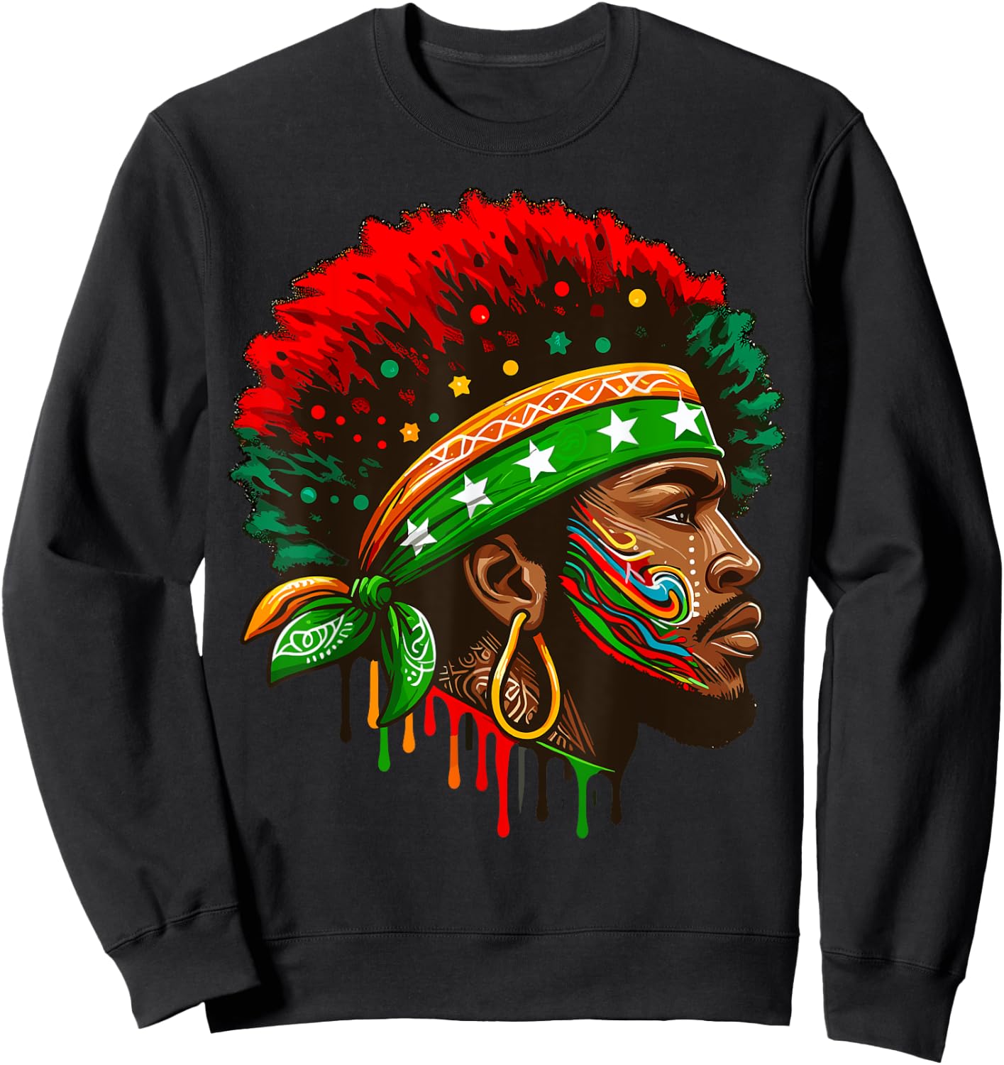 Juneteenth Flag African American Black History Face Sweatshirt - Sweatshirt | Black