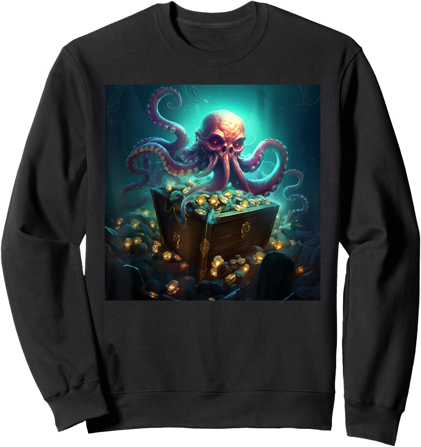 Kraken Treasure Chest Octopus Sweatshirt - Sweatshirt | Black