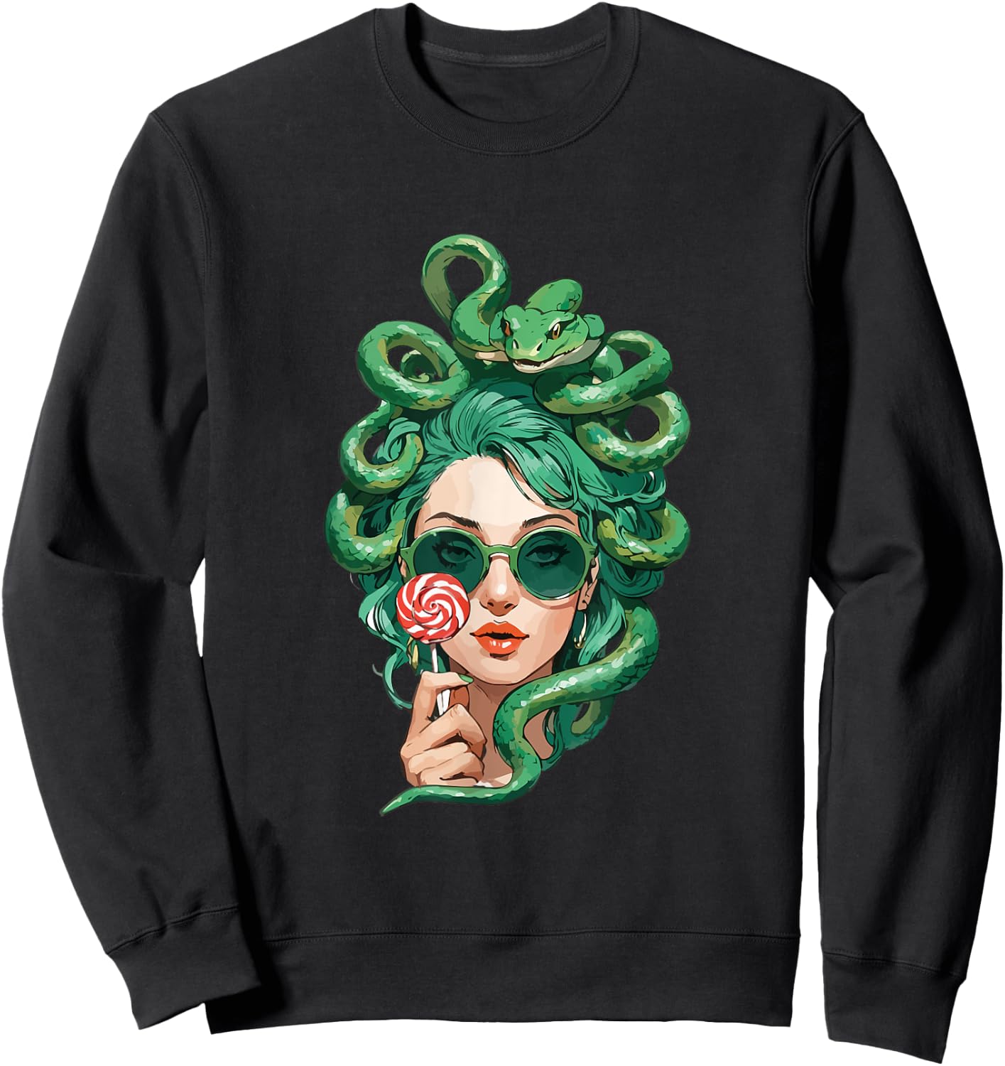 Medusa Greek Mythology Gorgon Snake Hair Mythical Creature Sweatshirt - Sweatshirt | Black
