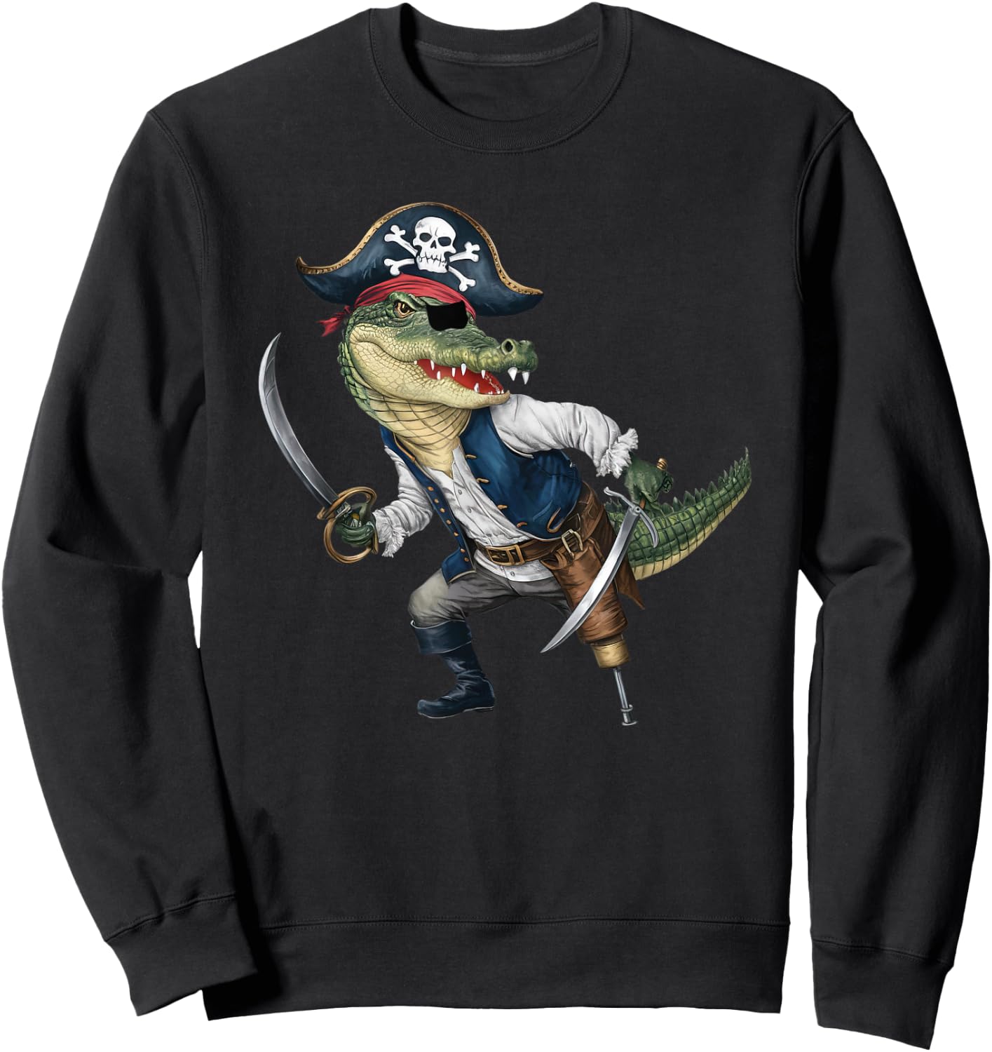 Alligator Pirate Halloween Kids Pirate Funny Sweatshirt - Sweatshirt | Black