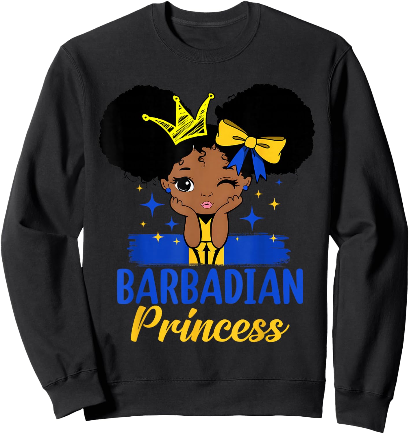 Barbadian Princess Barbados Girl Melanin Cute Barbadian Flag Sweatshirt - Sweatshirt | Black