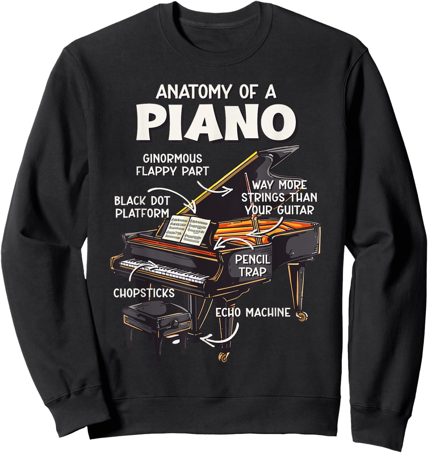Funny Piano for Kids Sweatshirt - Sweatshirt | Black