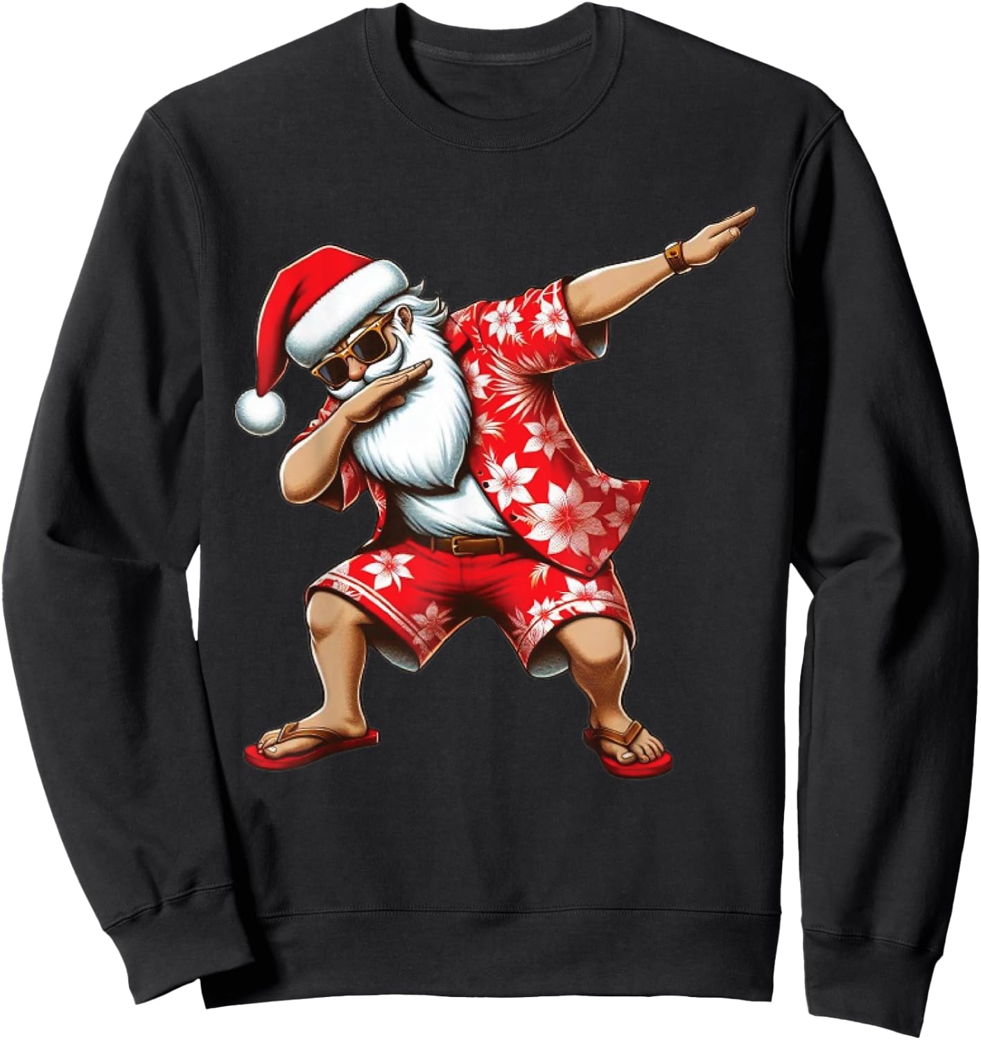 Dabbing Santa Christmas in July Boys Men Hawaiian Xmas Dab Sweatshirt - Sweatshirt | Black