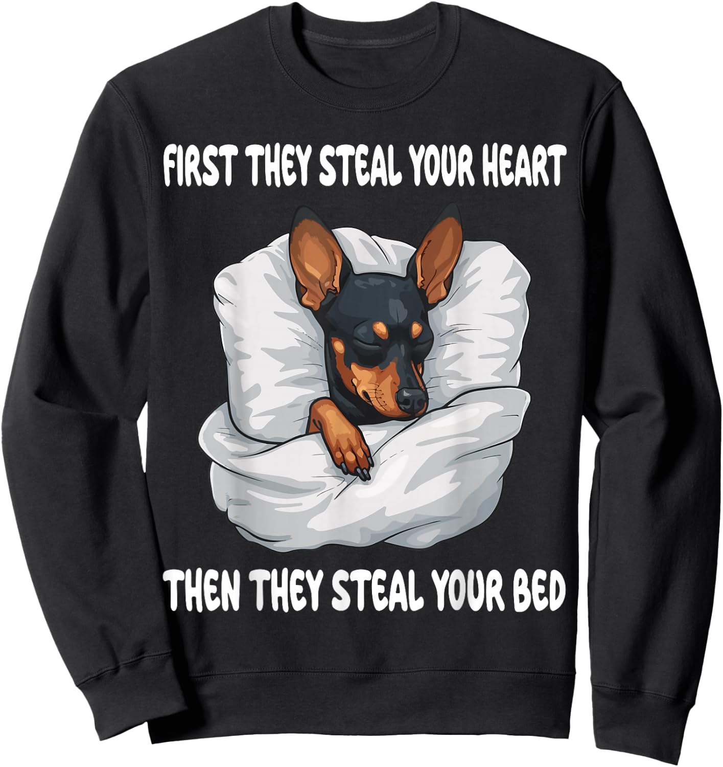 Miniature Pinscher Sleeping Pajamas Nightgown Sweatshirt - Sweatshirt | Black