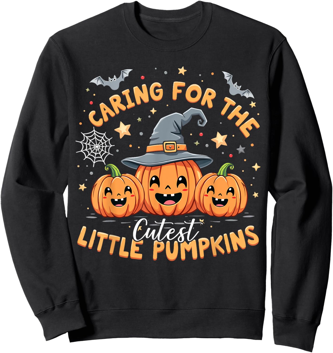 Caring For The Cutest Little Pumpkins Halloween Nurse Sweatshirt - Sweatshirt | Black