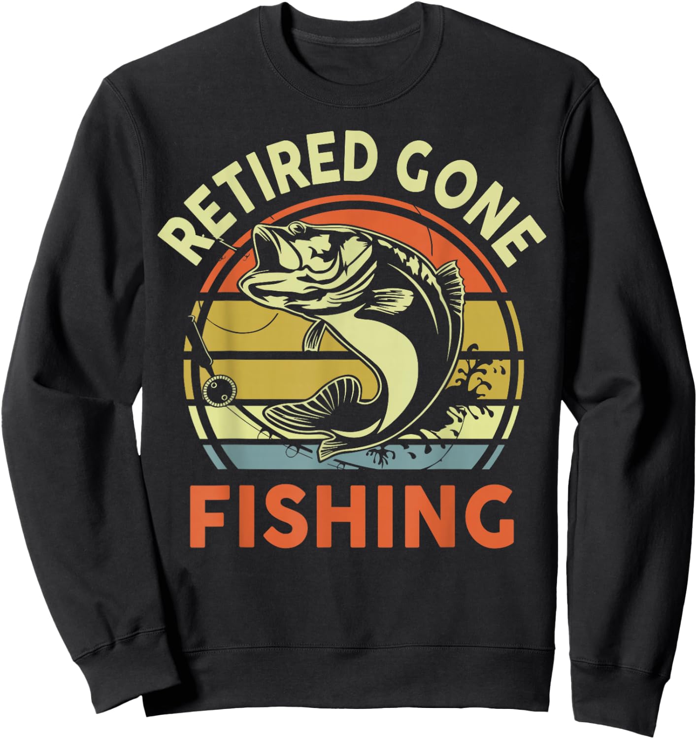 Retired Gone Fishing Bass Fish Grandpa 2025 Retirement Gift Sweatshirt - Sweatshirt | Black