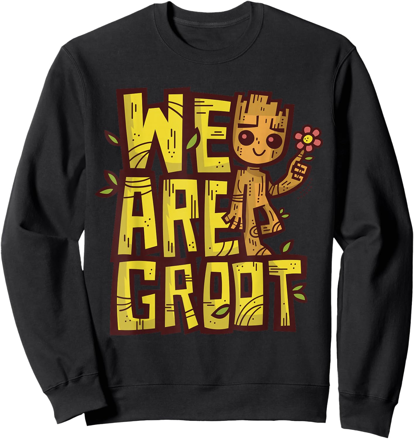 Marvel 85th Anniversary We are Groot Garden Nature Flower Sweatshirt - Sweatshirt | Black