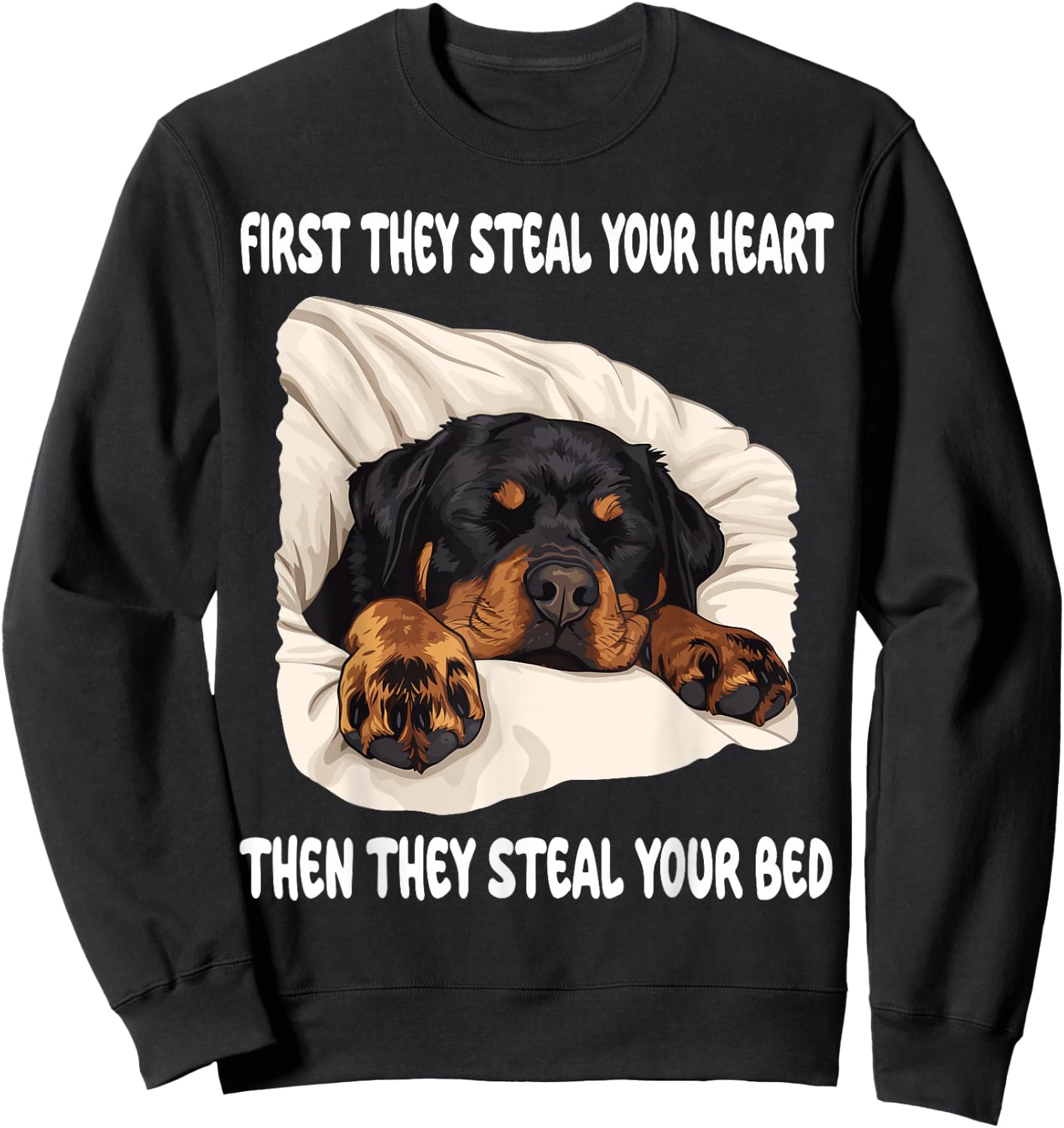 Rottweiler Sleeping Pajamas Nightgown Sweatshirt - Sweatshirt | Black