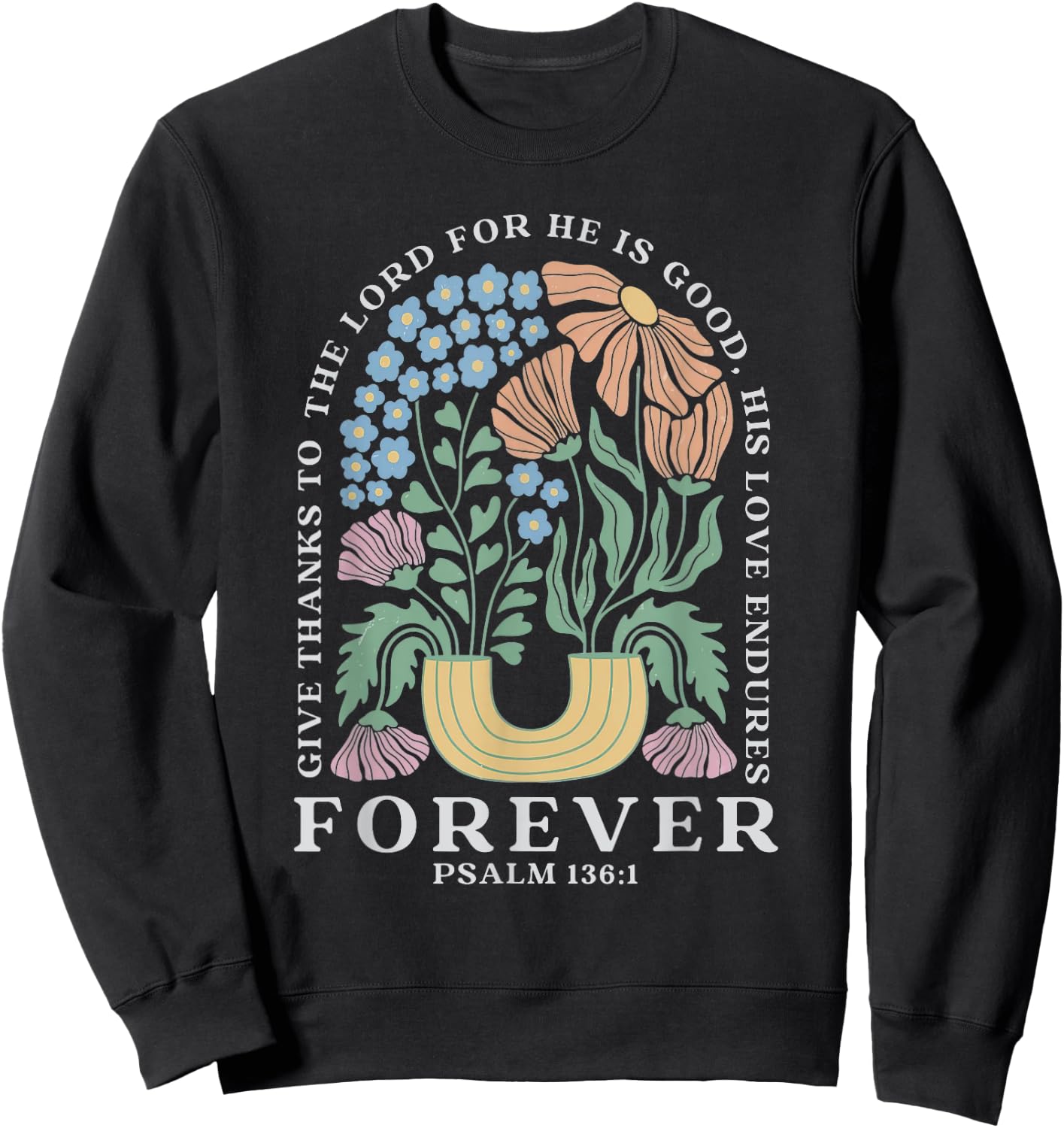 Boho Christian Shirt Women Bible Verse Jesus Vintage Floral Sweatshirt - Sweatshirt | Black