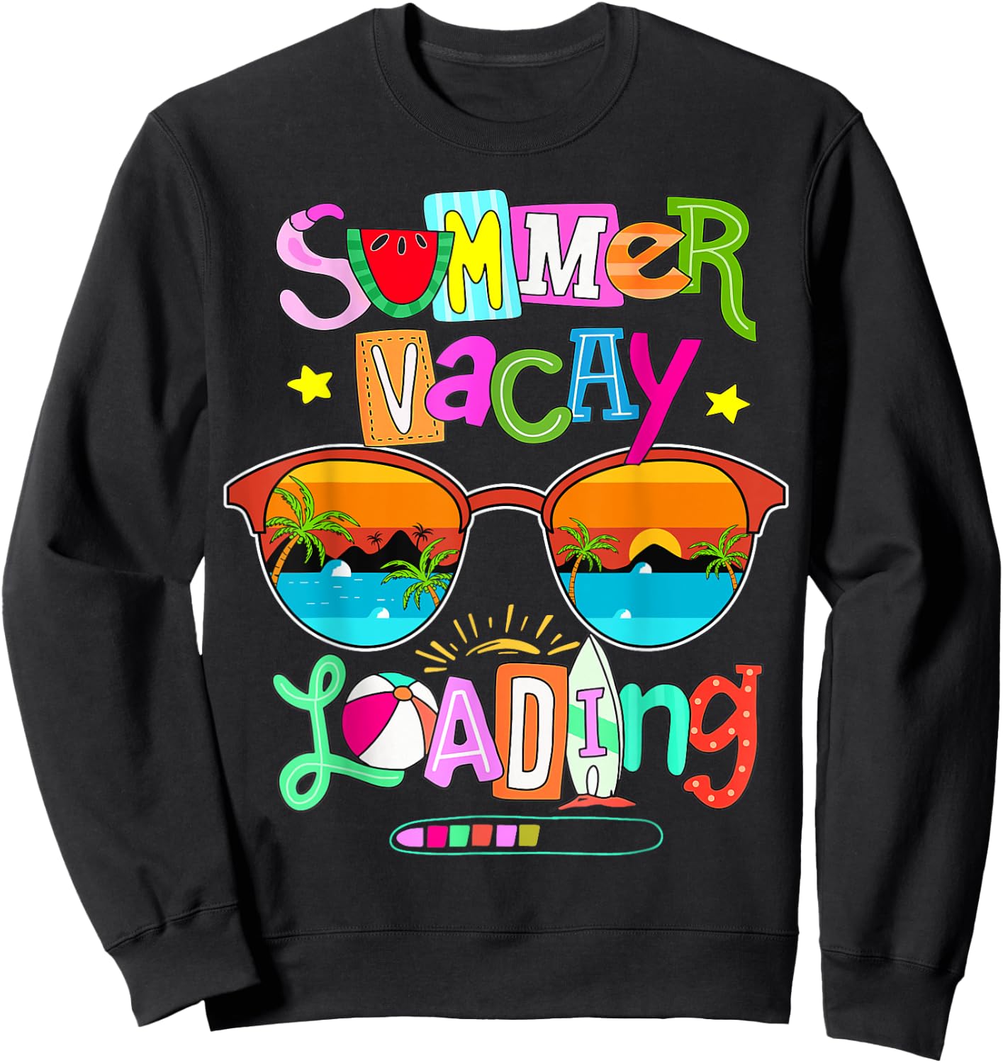 Women Summer Vacay Loading Summer Teacher End of the Year Sweatshirt - Sweatshirt | Black