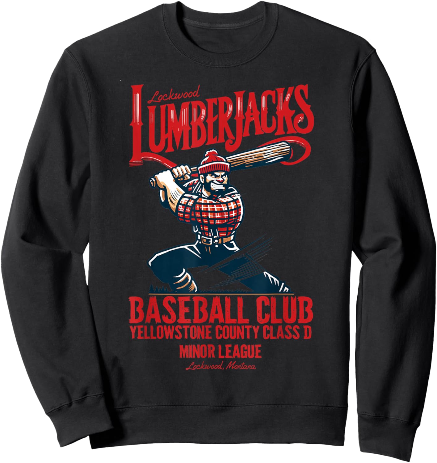 Lockwood Lumberjacks Retro Minor League Baseball Team Sweatshirt - Sweatshirt | Black