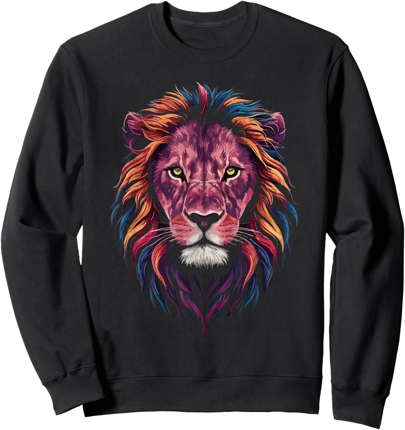 Lion Mane Face Head Art Print Graphic Design Men Women Kids Sweatshirt - Sweatshirt | Black