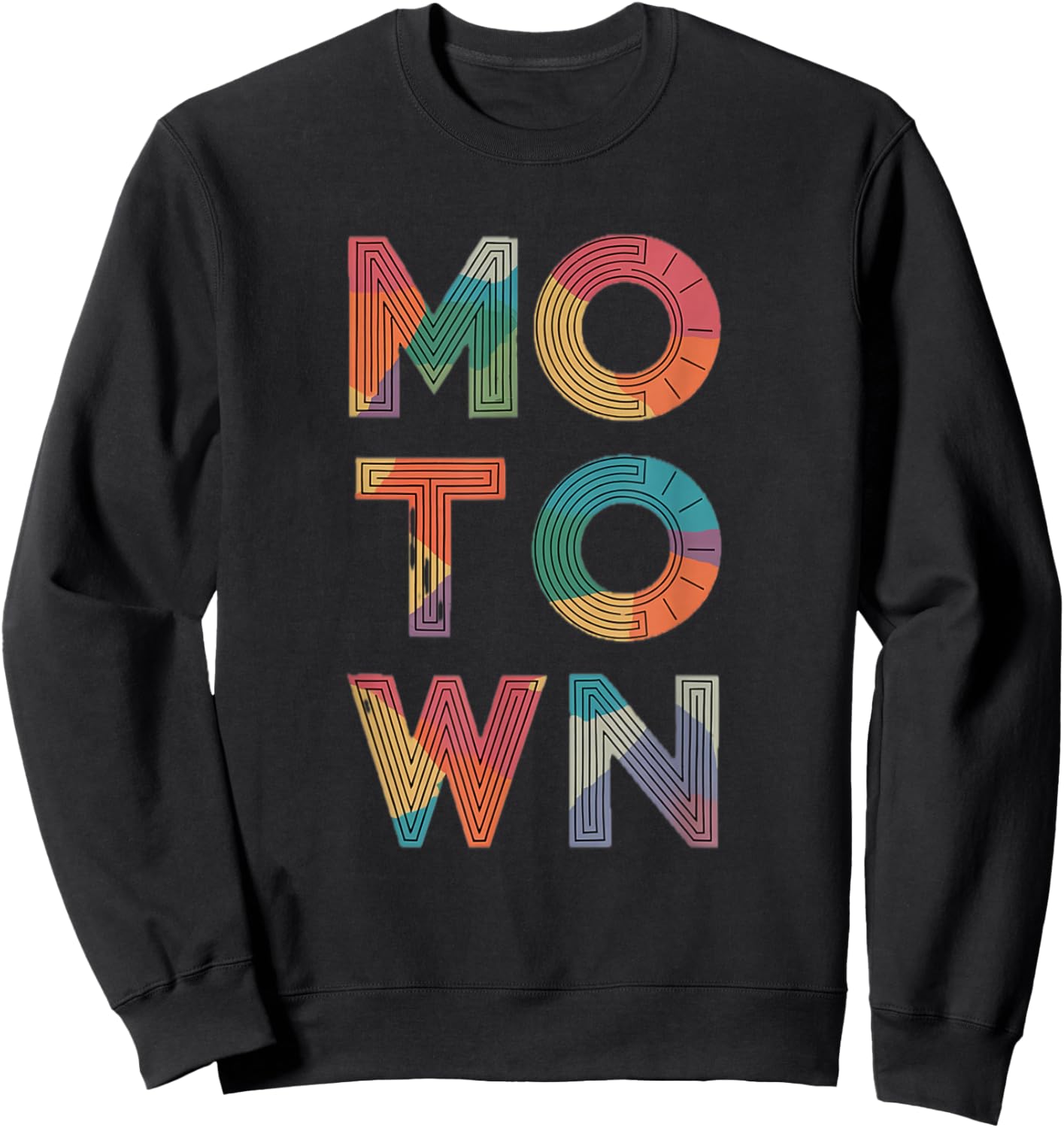 Motown Vintage Inspired Detroit Michigan Typographic Style Sweatshirt - Sweatshirt | Black