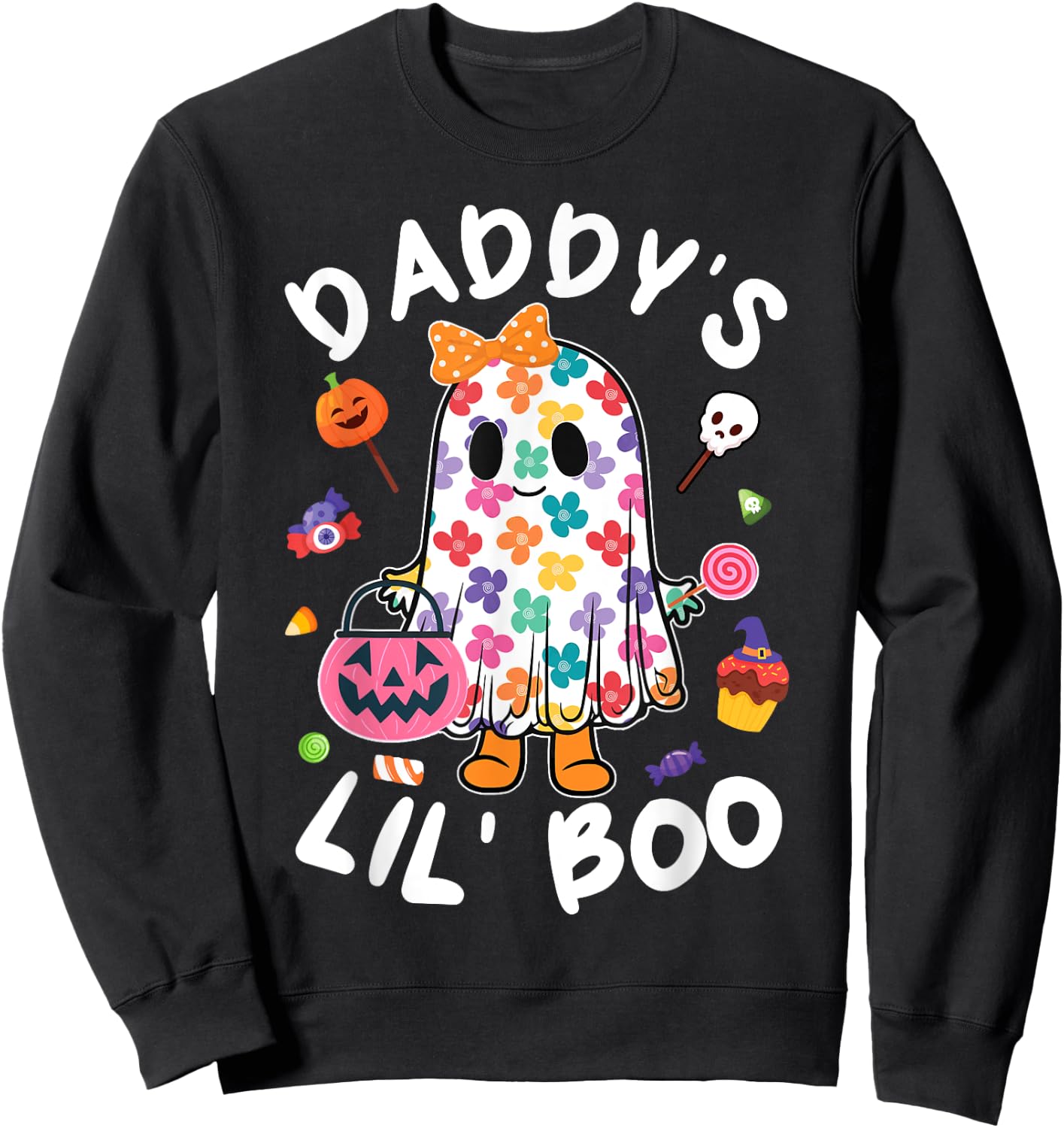 Daddy’s Lil Boo Halloween Costume Toddler Girl Daughter Kids Sweatshirt - Sweatshirt | Black