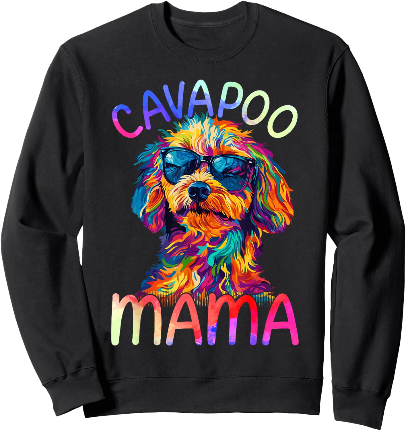 Cavapoo Mom Mama Colorful Pop Art Cavapoo Dog Sweatshirt - Sweatshirt | Black