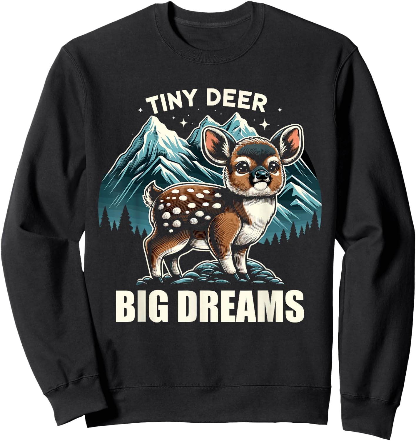 Cute Pudu Deer South America cartoon deer nature gift Sweatshirt - Sweatshirt | Black