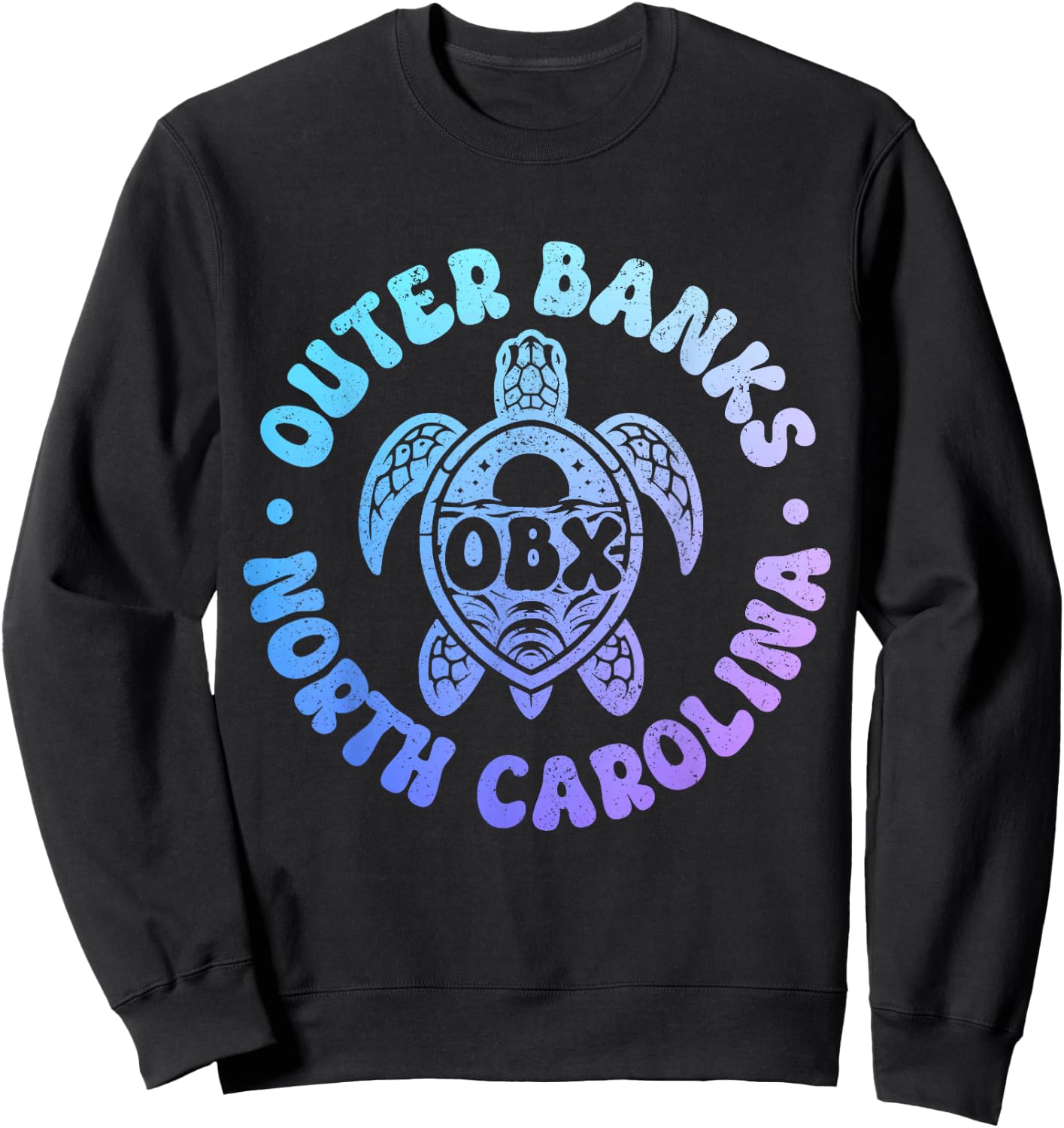 Outer Banks North Carolina Sea Turtle Beach Surf Souvenir Sweatshirt - Sweatshirt | Black