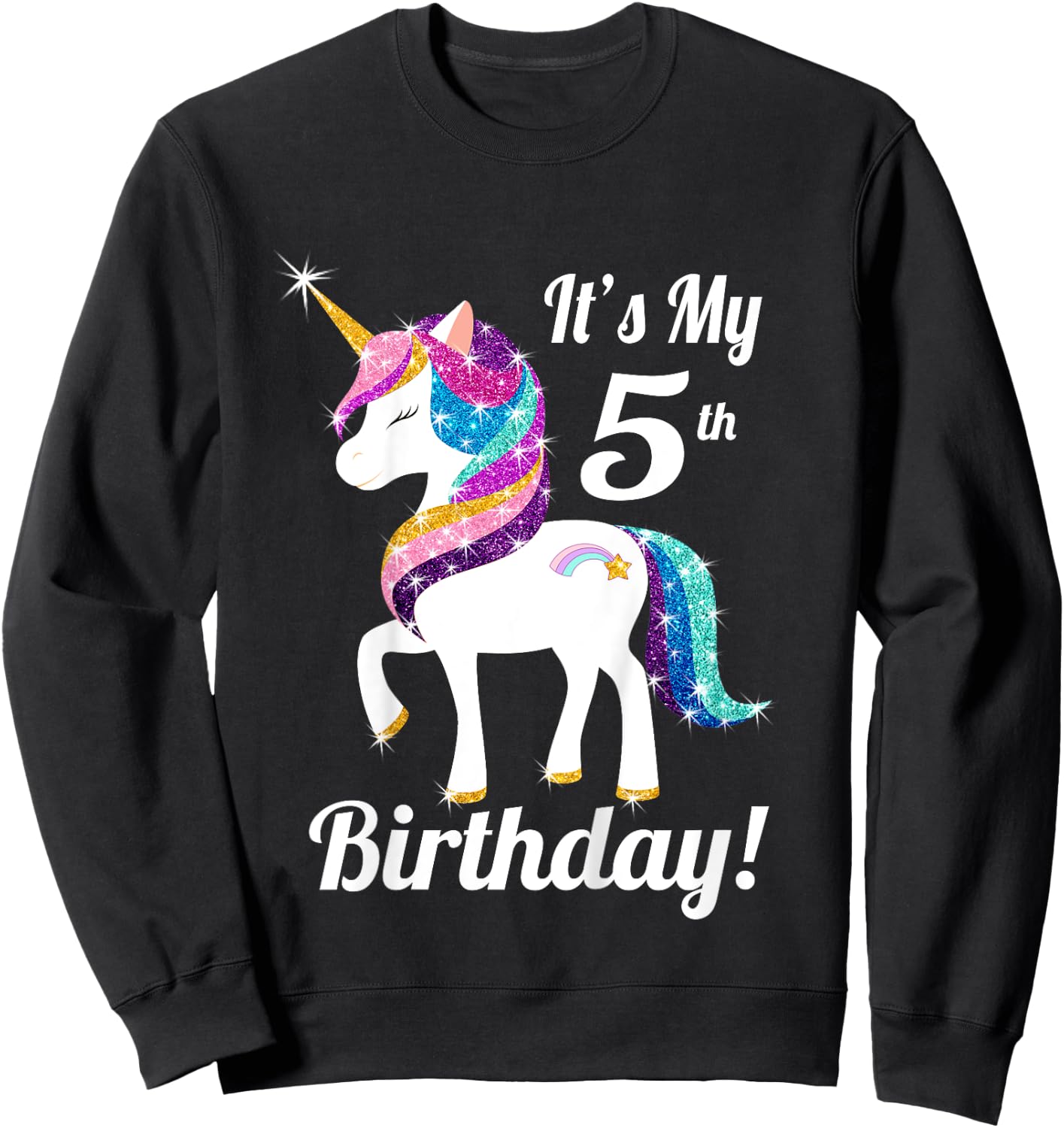 It's my 5th birthday for 5 year old girls Unicorn Shirt Sweatshirt - Sweatshirt | Black
