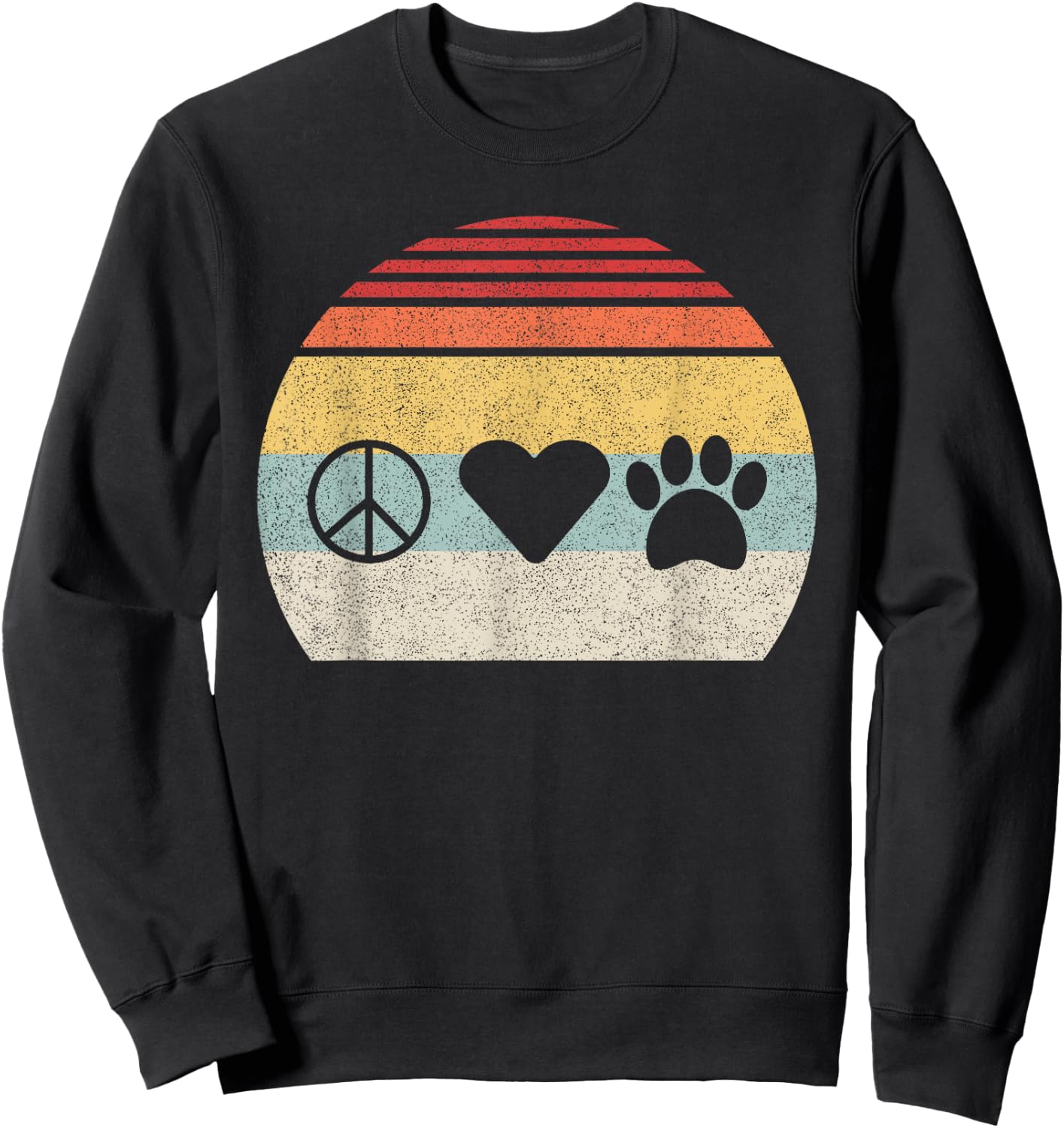 Vintage Retro Peace Love And Dogs Dog Lover Gift Sweatshirt - Sweatshirt | Black