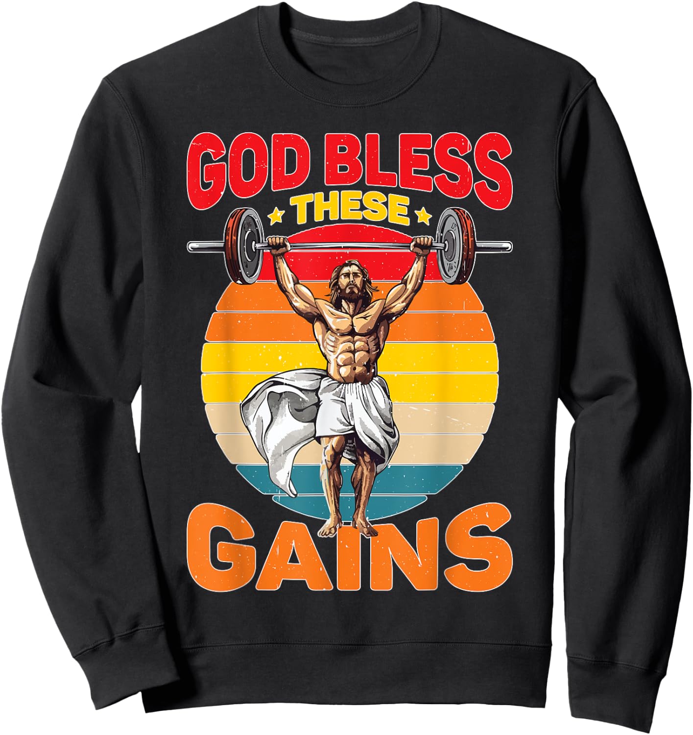 God Bless These Gains Muscle Bodybuilding Sweatshirt - Sweatshirt | Black