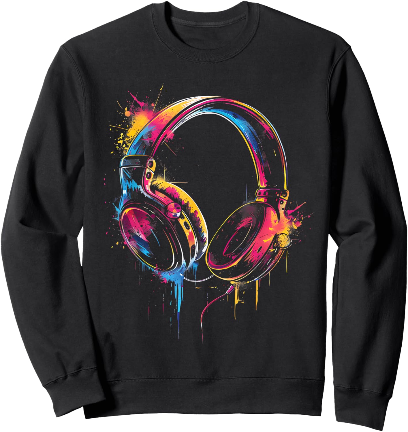 Headphones Music DJ Artwork Music Lover Beatmaker Techno Sweatshirt - Sweatshirt | Black