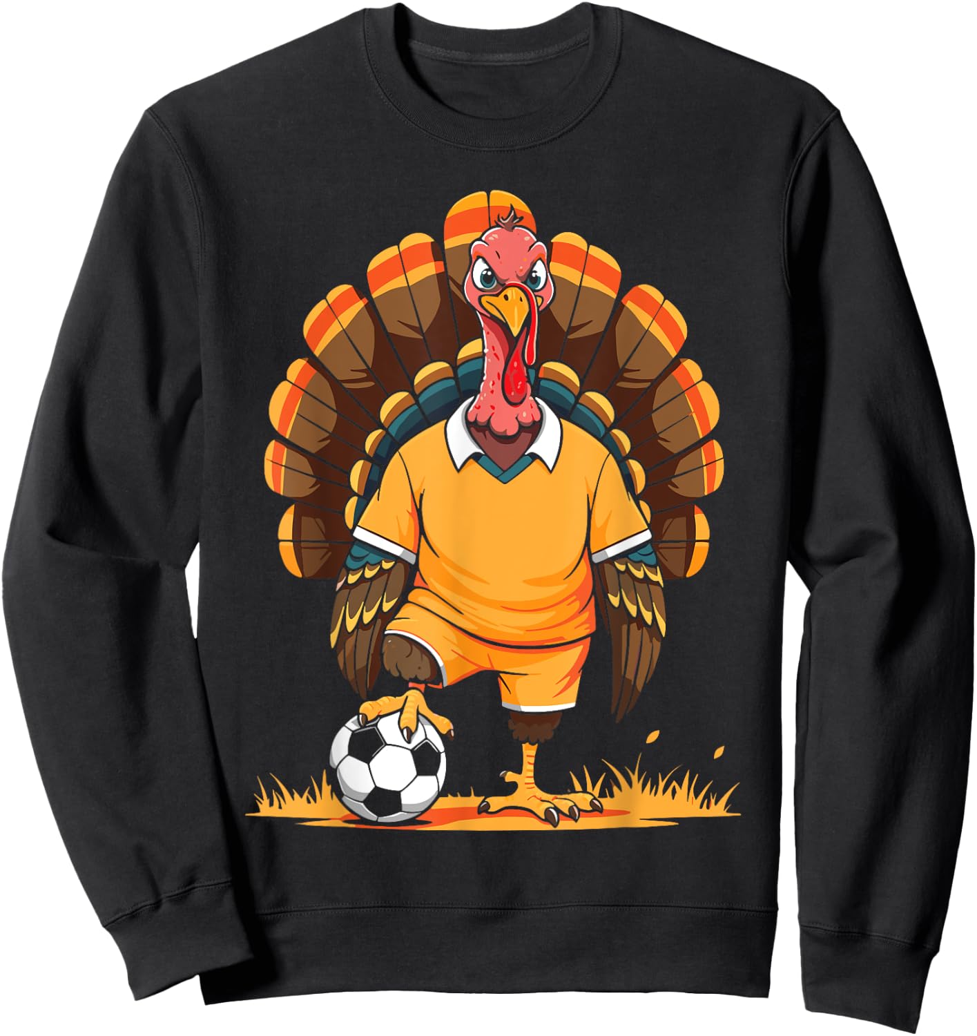 Soccer turkey pilgrim thanksgiving pumpkin kids boys girls Sweatshirt - Sweatshirt | Black