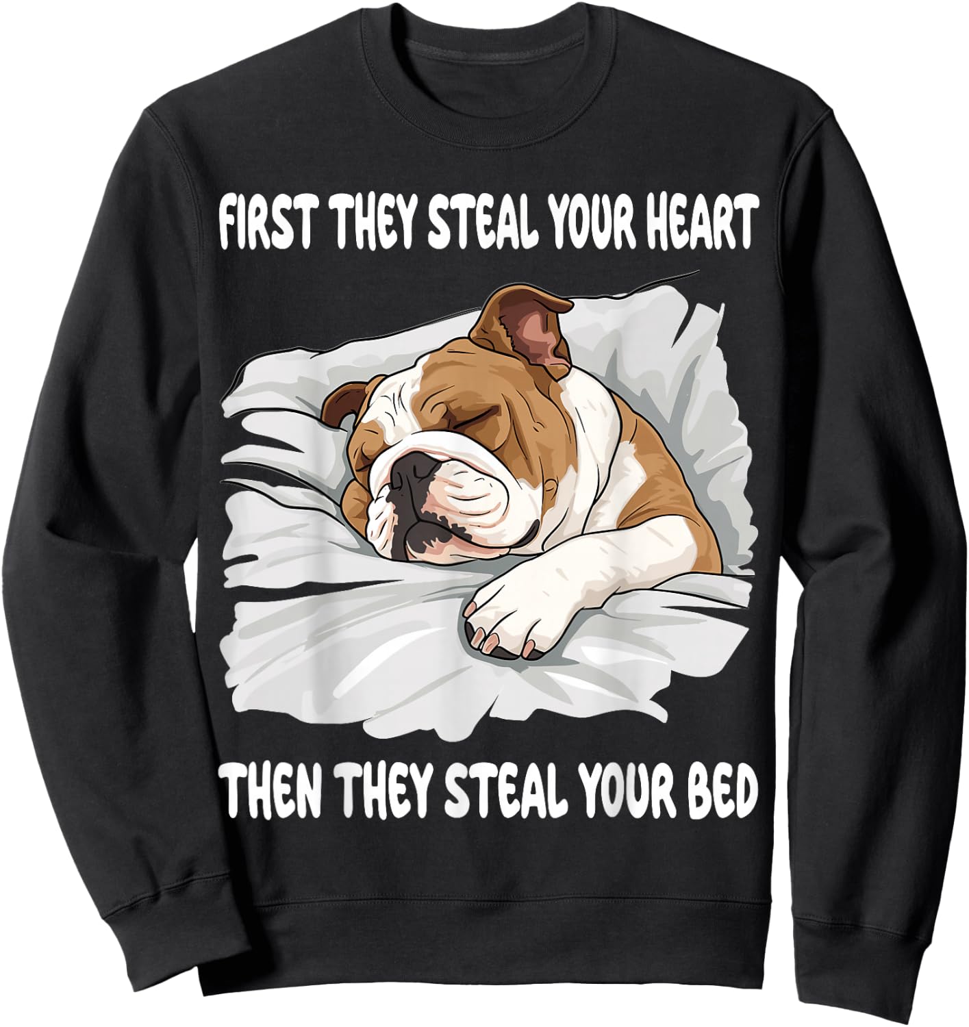 English Bulldog Sleeping Pajamas Nightgown Sweatshirt - Sweatshirt | Black