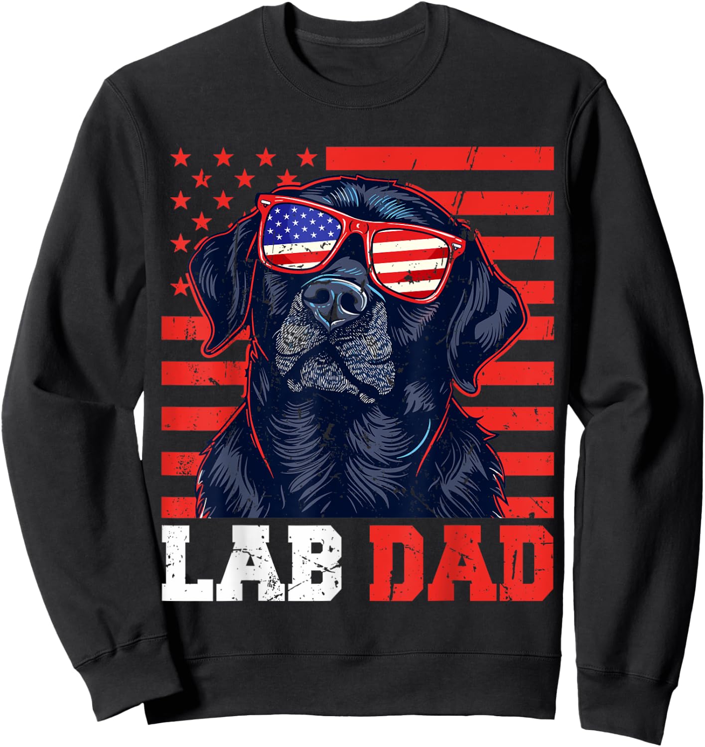 Funny Lab Dad Usa Stars Labrador 4th Of July Fathers Day Men Sweatshirt - Sweatshirt | Black
