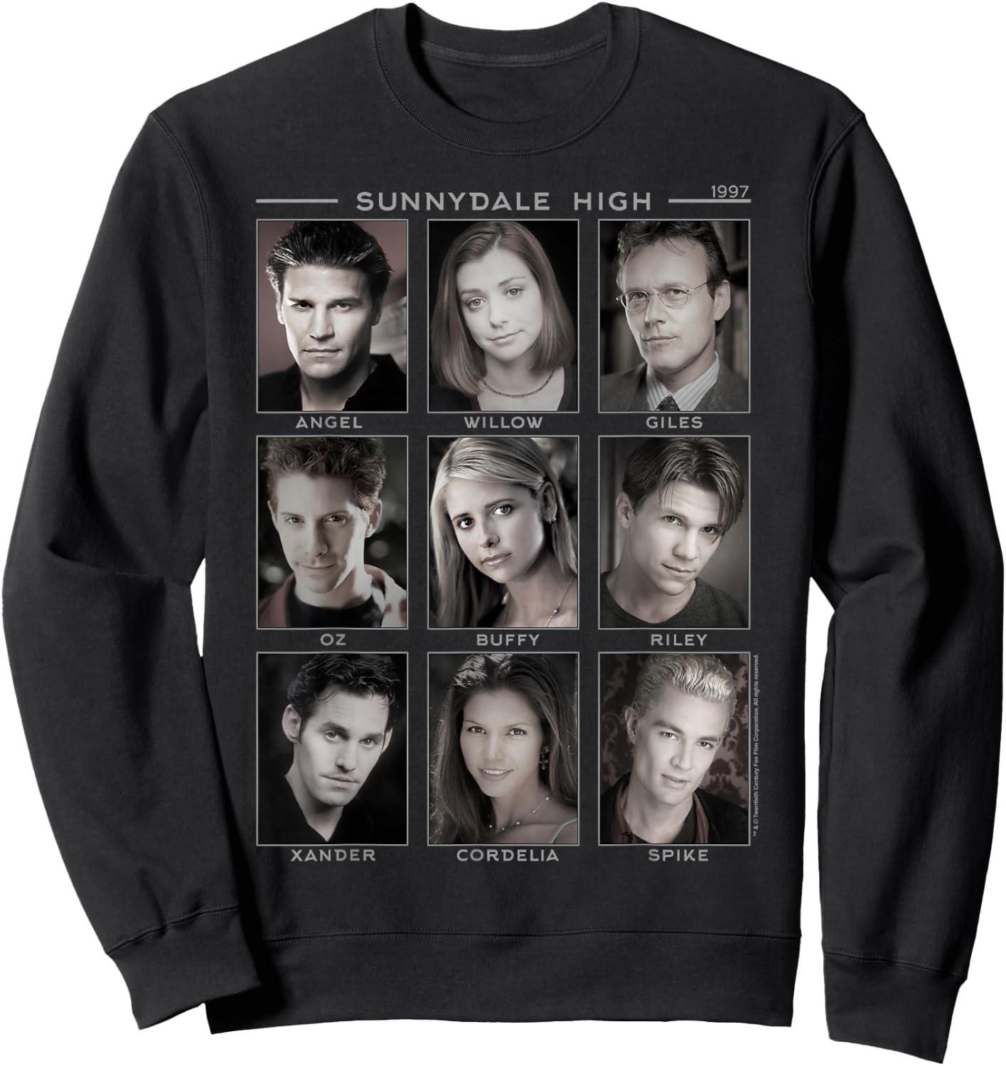 Buffy The Vampire Slayer Retro Characters Big Chest Panels Sweatshirt - Sweatshirt | Black
