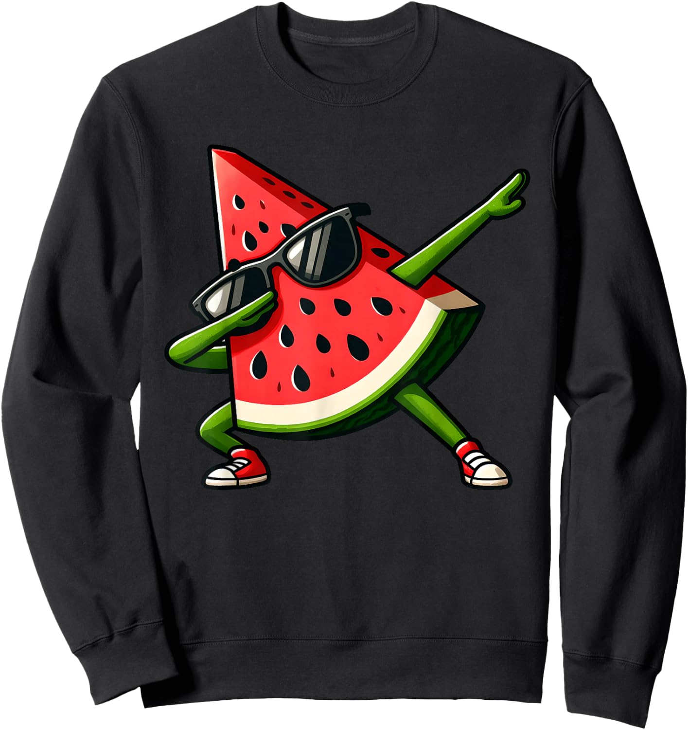 Dabbing Watermelon Kawaii Summer Tropical Fruit Lovers Kids Sweatshirt - Sweatshirt | Black