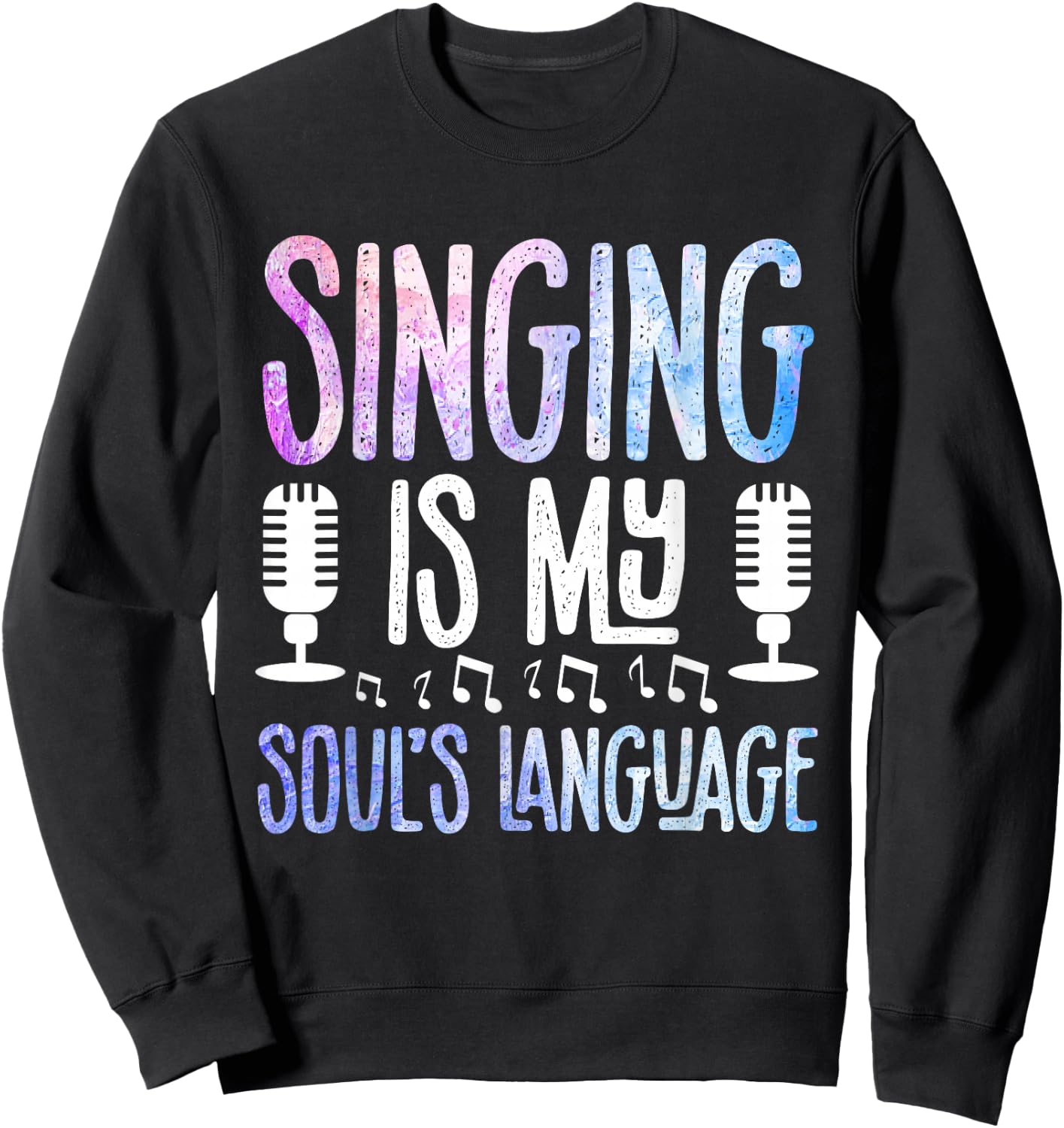 Music Notes Singer Performance Microphone Sweatshirt - Sweatshirt | Black