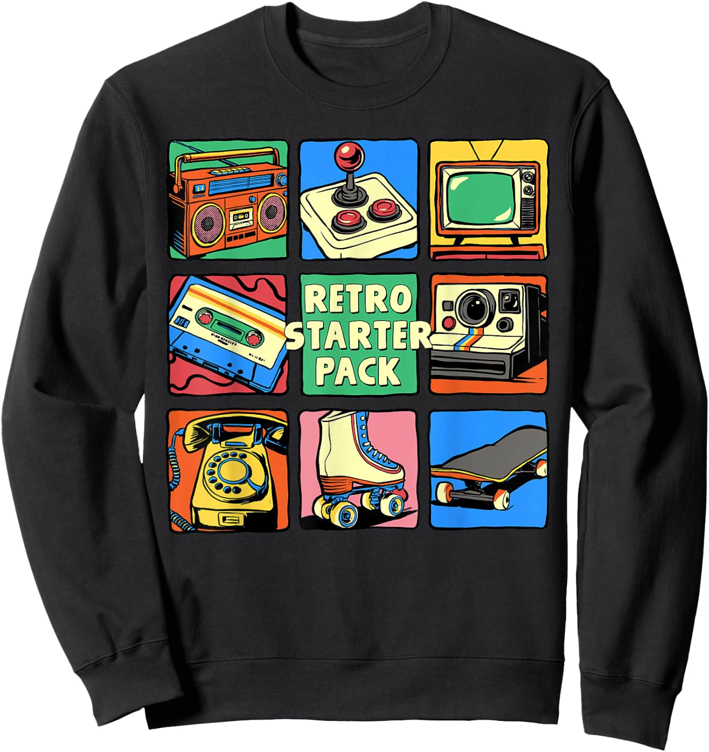 Retro Starter Pack 80s 90s Vintage Nostalgia Cassette Tape Sweatshirt - Sweatshirt | Black