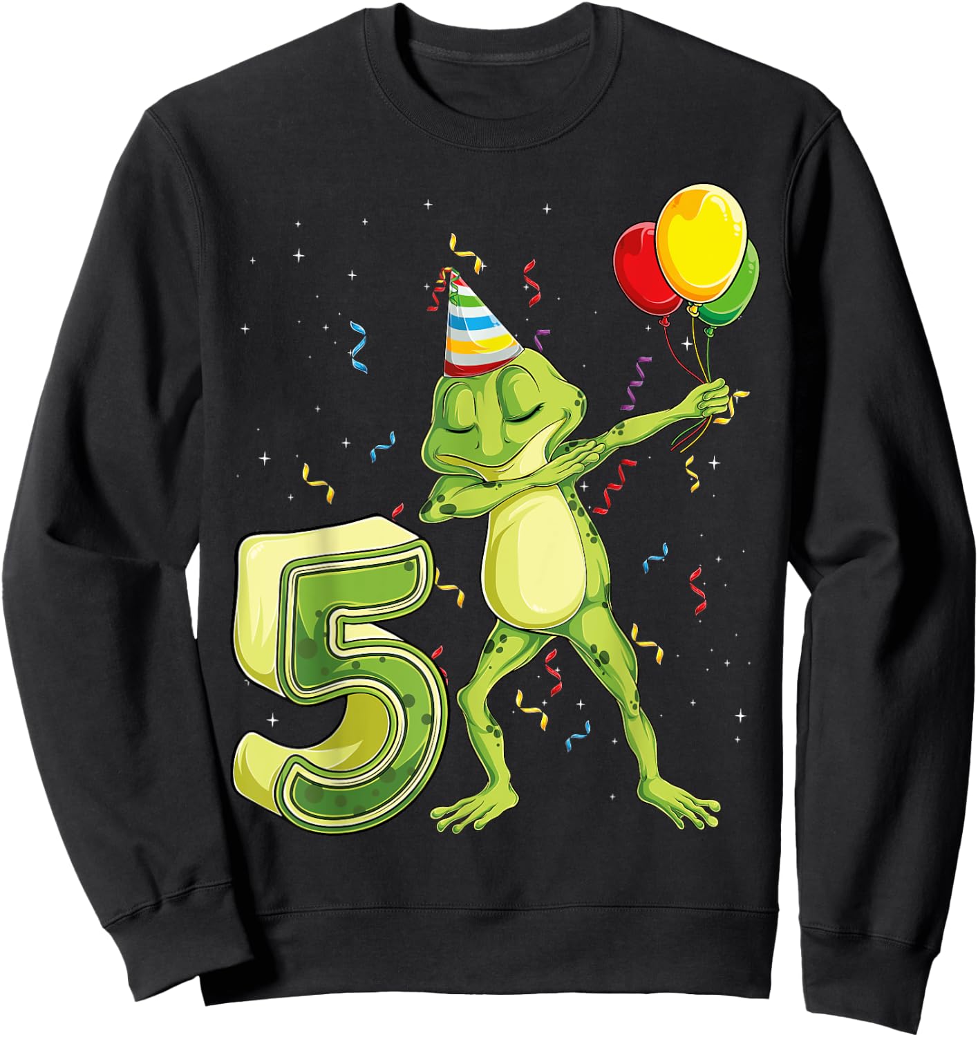 Funny Dab Frog Fifth 5th Birthday Five 5 Years Old Bday Kids Sweatshirt - Sweatshirt | Black