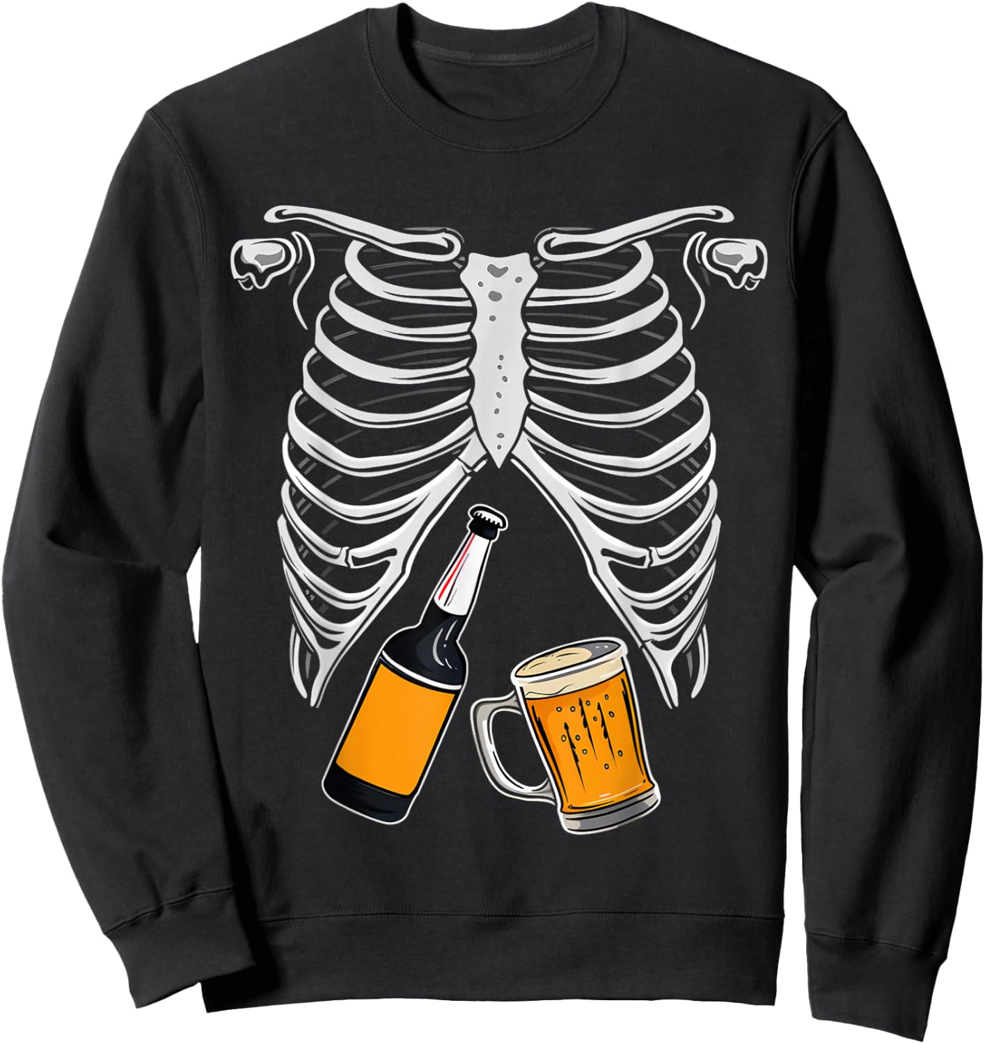 Skeleton Costume Halloween Beer Xray Matching Family Dad Sweatshirt - Sweatshirt | Black