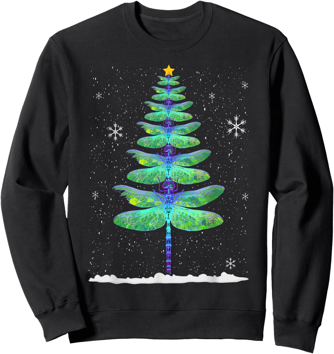 Funny Dragonfly Christmas Tree Sweatshirt - Sweatshirt | Black