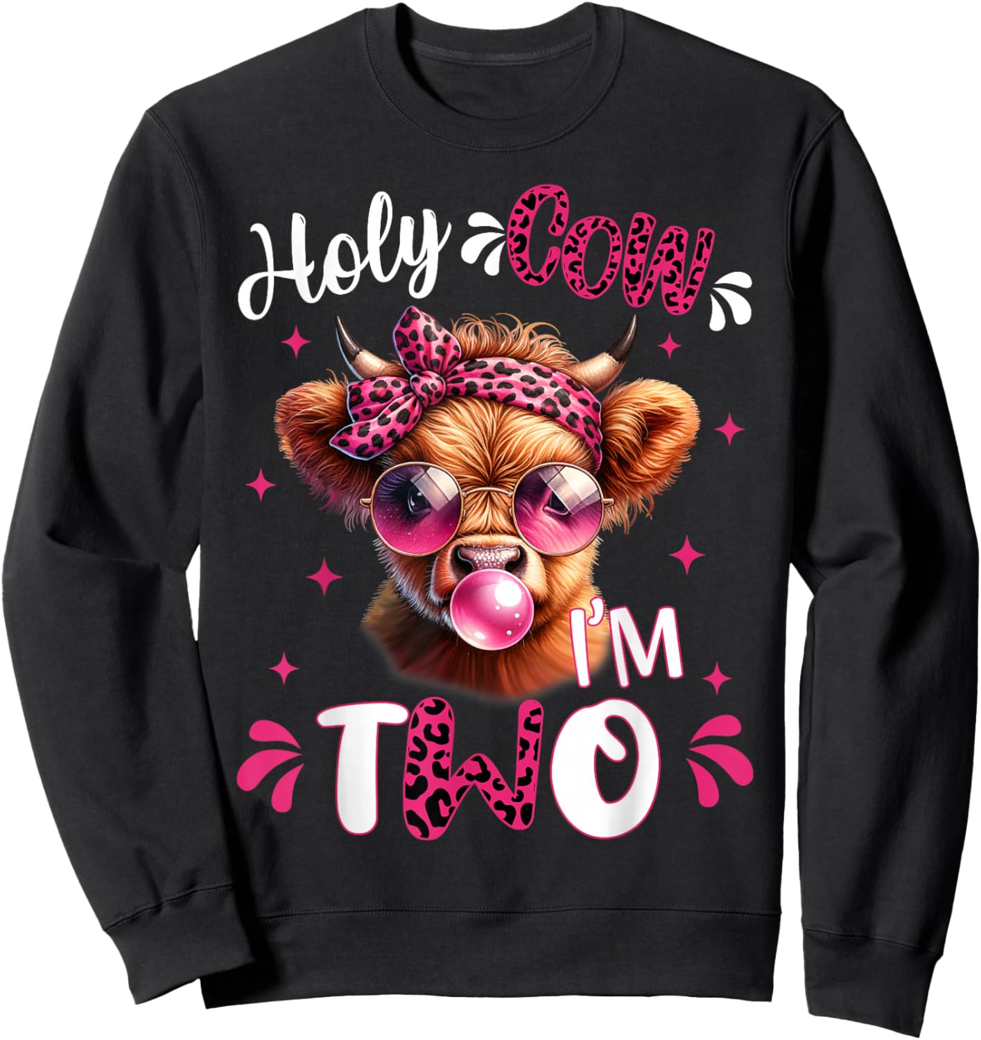 I'm Two Years Old Girl It's My 2nd Birthday Highland Cow Sweatshirt - Sweatshirt | Black