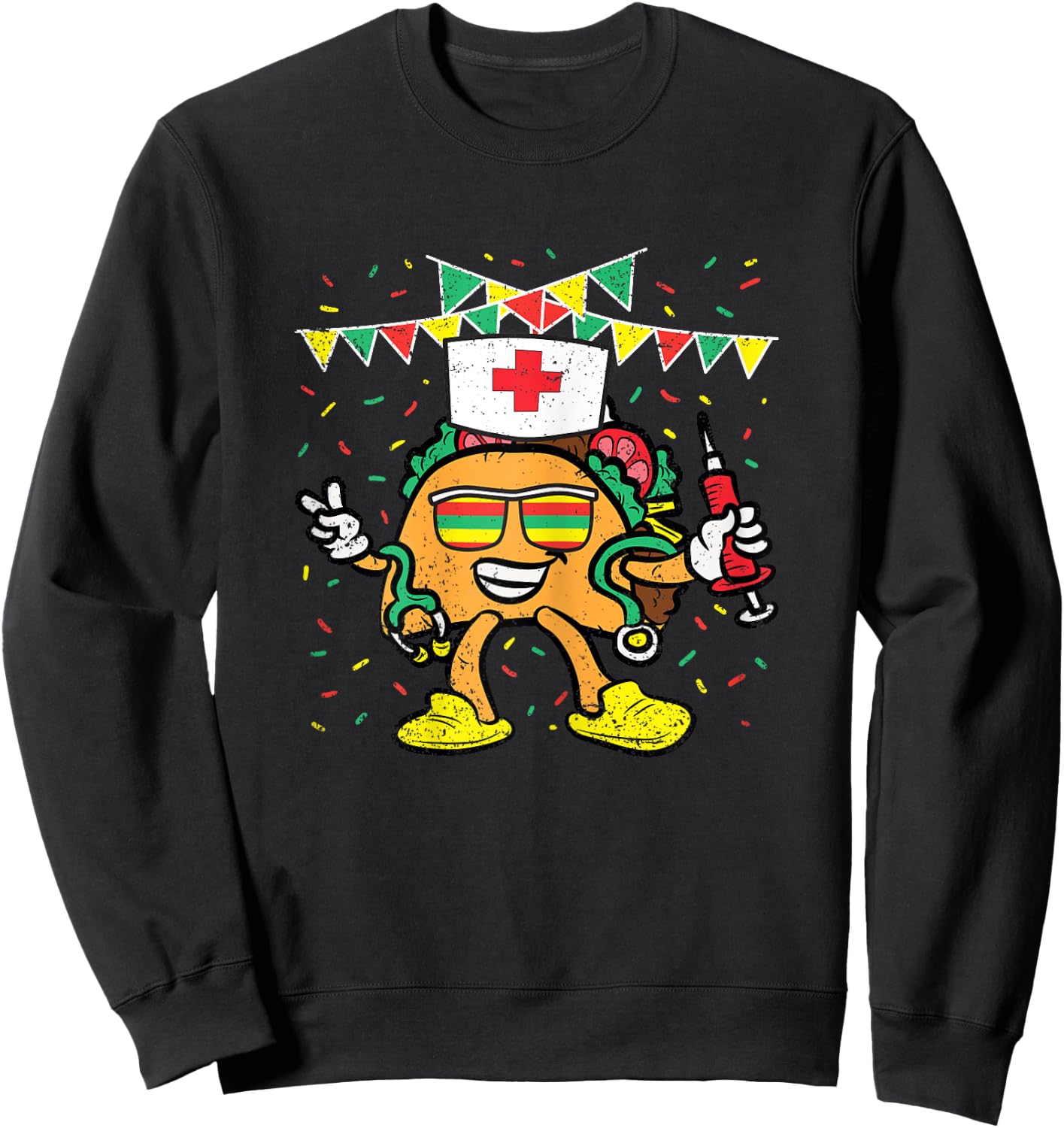 Taco Nurse Cinco De Mayo Nursing RN Mexican Food Fiesta Sweatshirt - Sweatshirt | Black