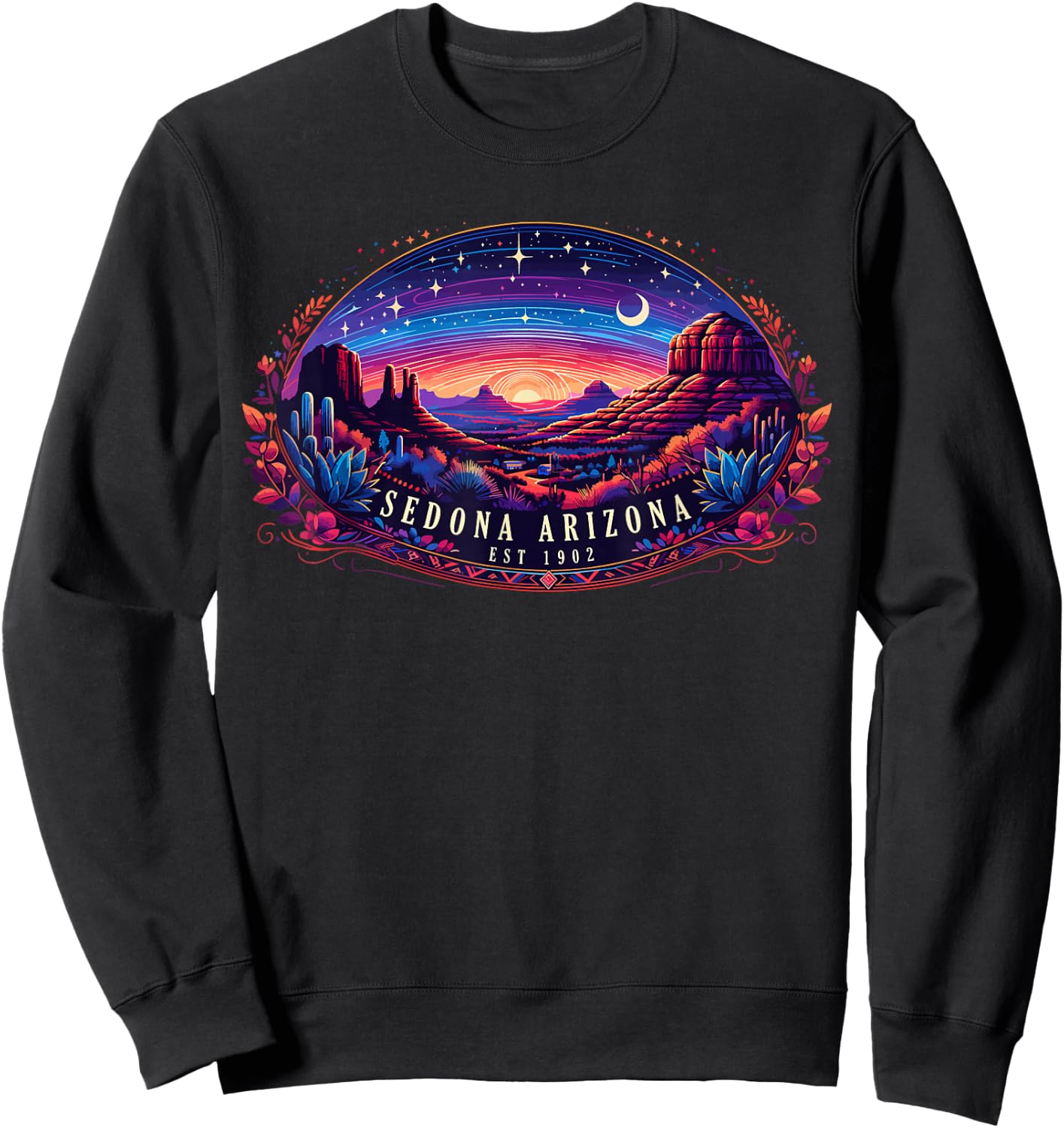 Sedona AZ Hiking Outdoors Mountain Sedona USA Retro Vintage Sweatshirt - Sweatshirt | Black