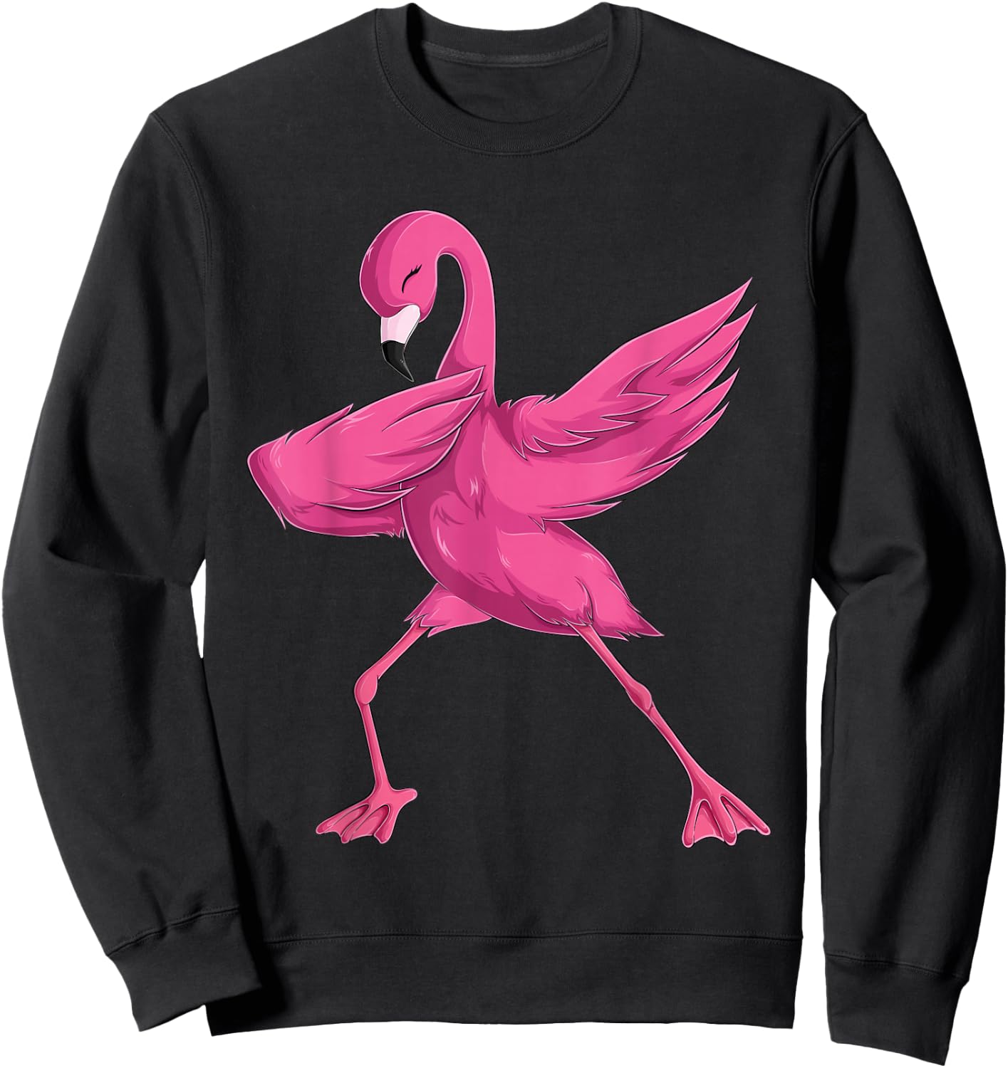 Funny Dabbing Pink Flamingo Women Boys Girls Kids Small Sweatshirt - Sweatshirt | Black